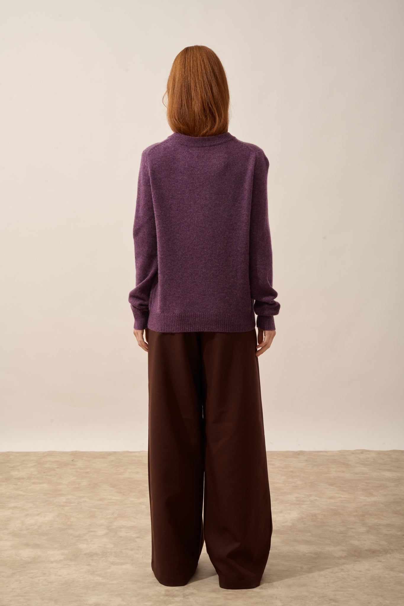 LEXINI pull col rond 4 fils violet chiné