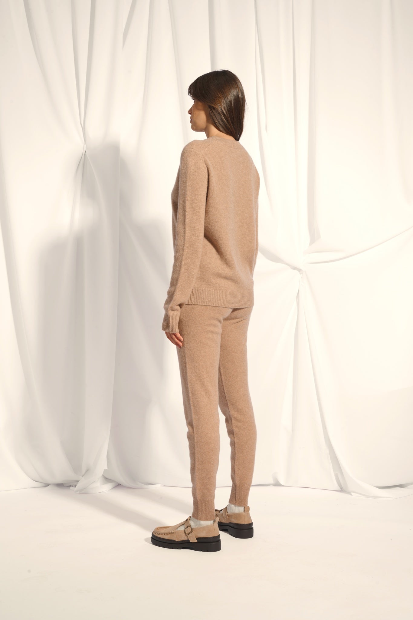 LEXINI pull col rond camel chiné