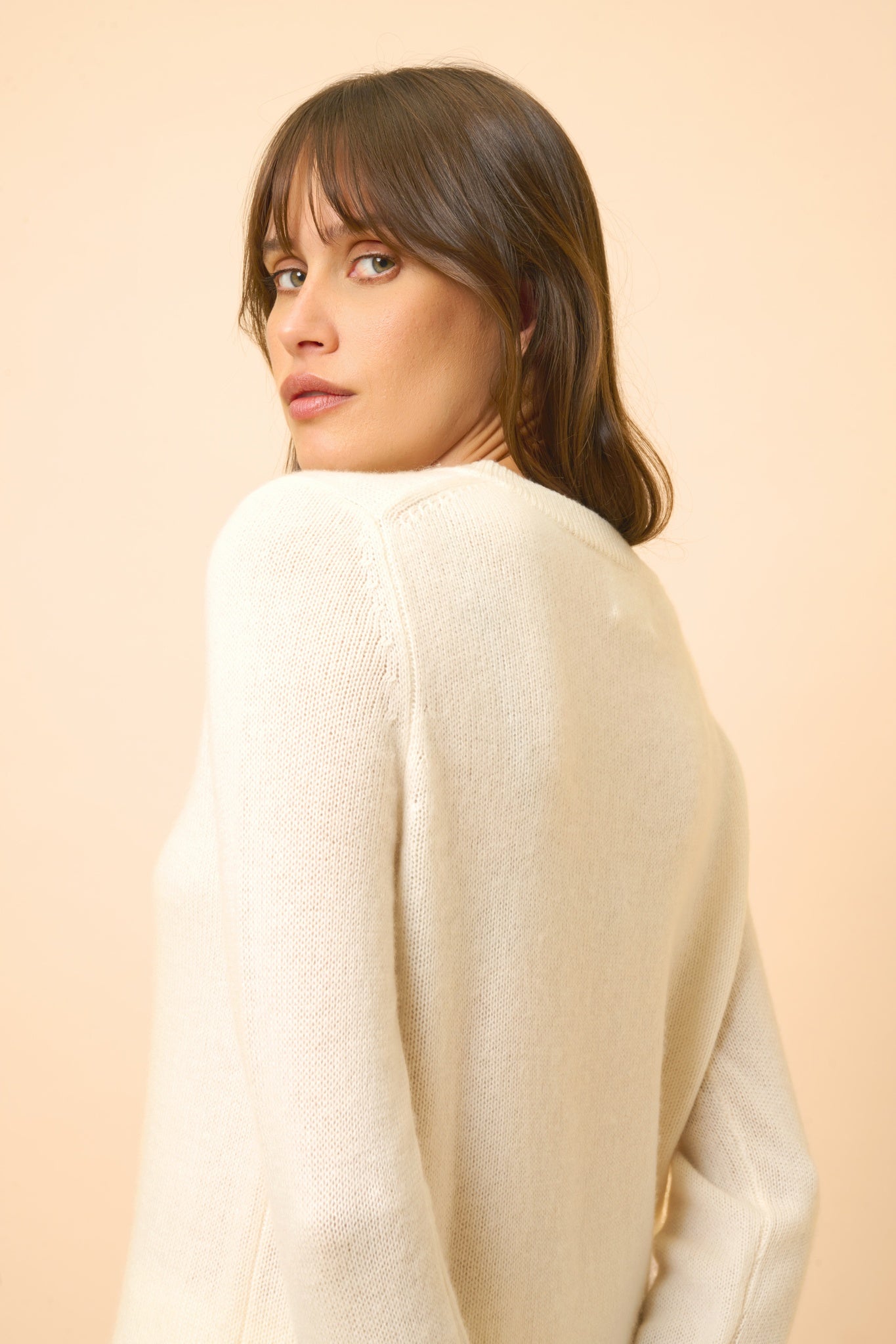 LEXINI pull col rond ivoire