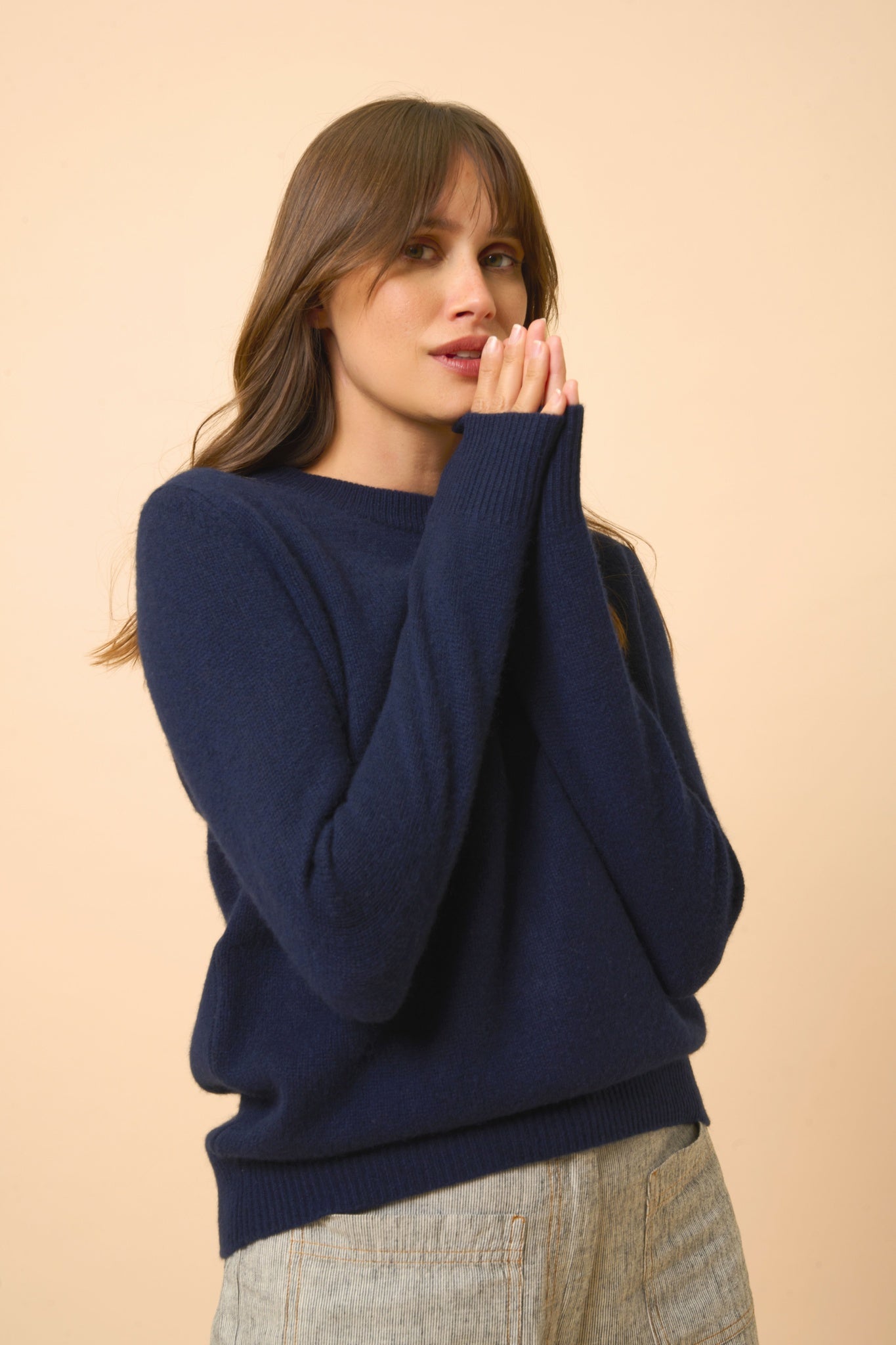 LEXINI pull col rond navy
