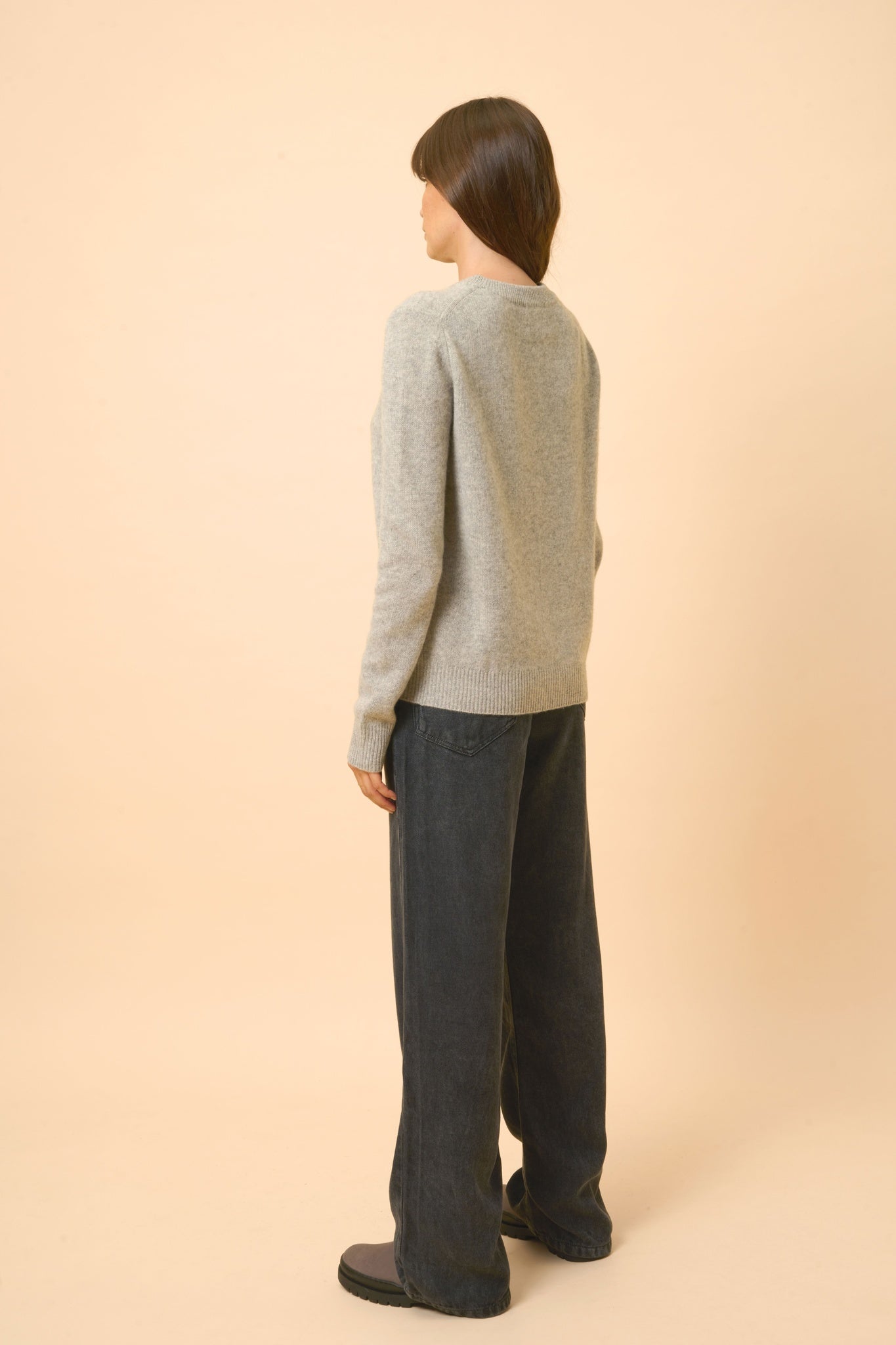 LEXINI pull col rond nuage chiné