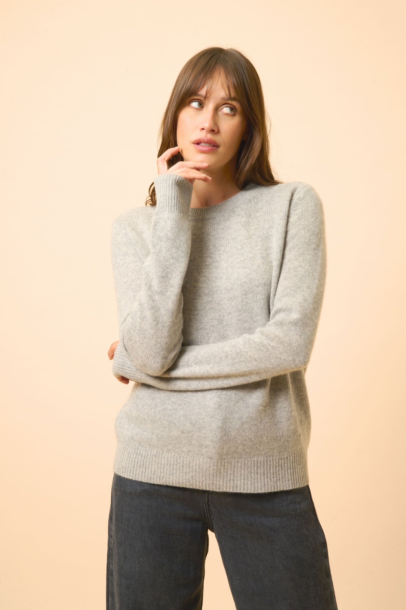 LEXINI pull col rond nuage chiné