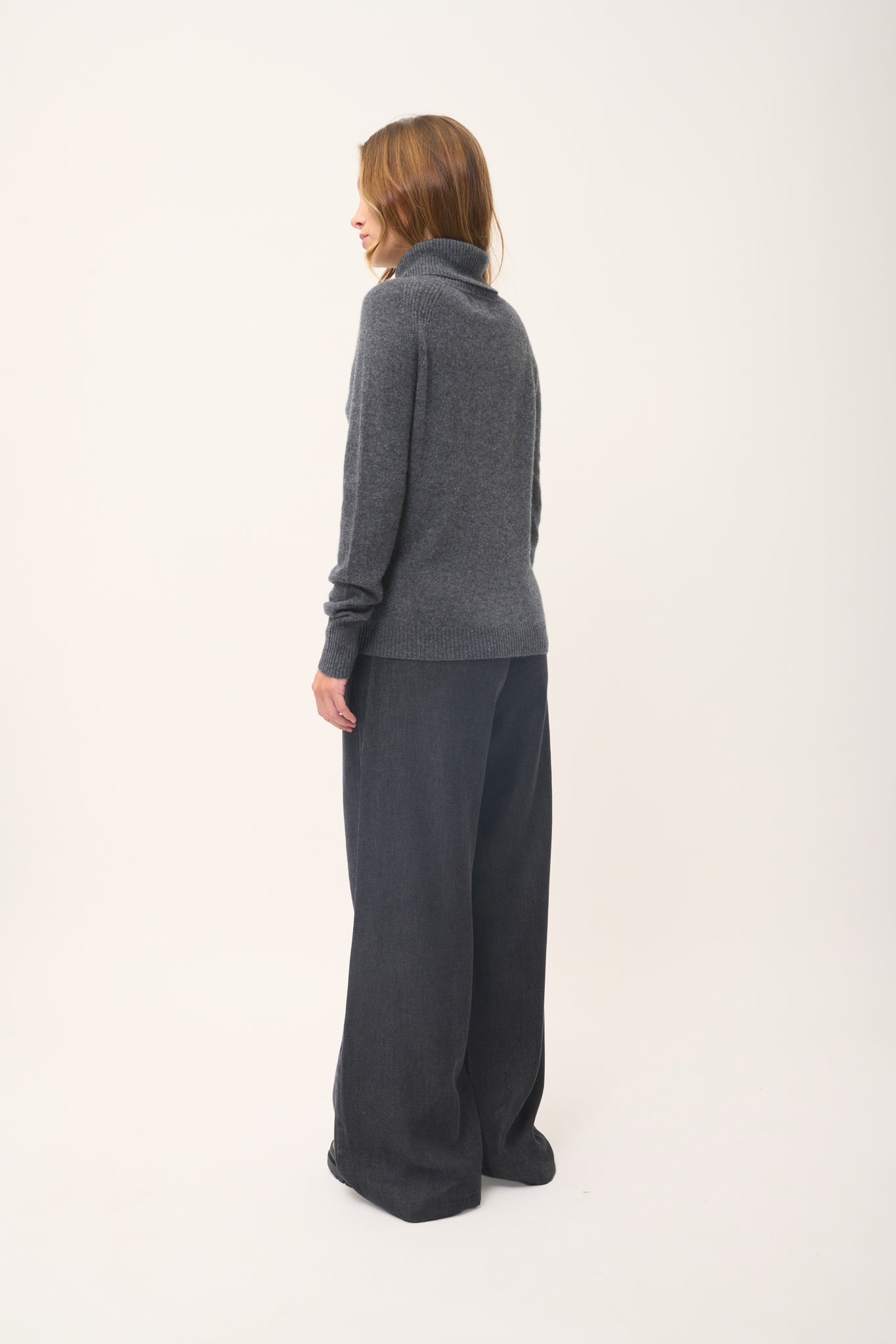 LILLY pull col roulé anthracite chiné