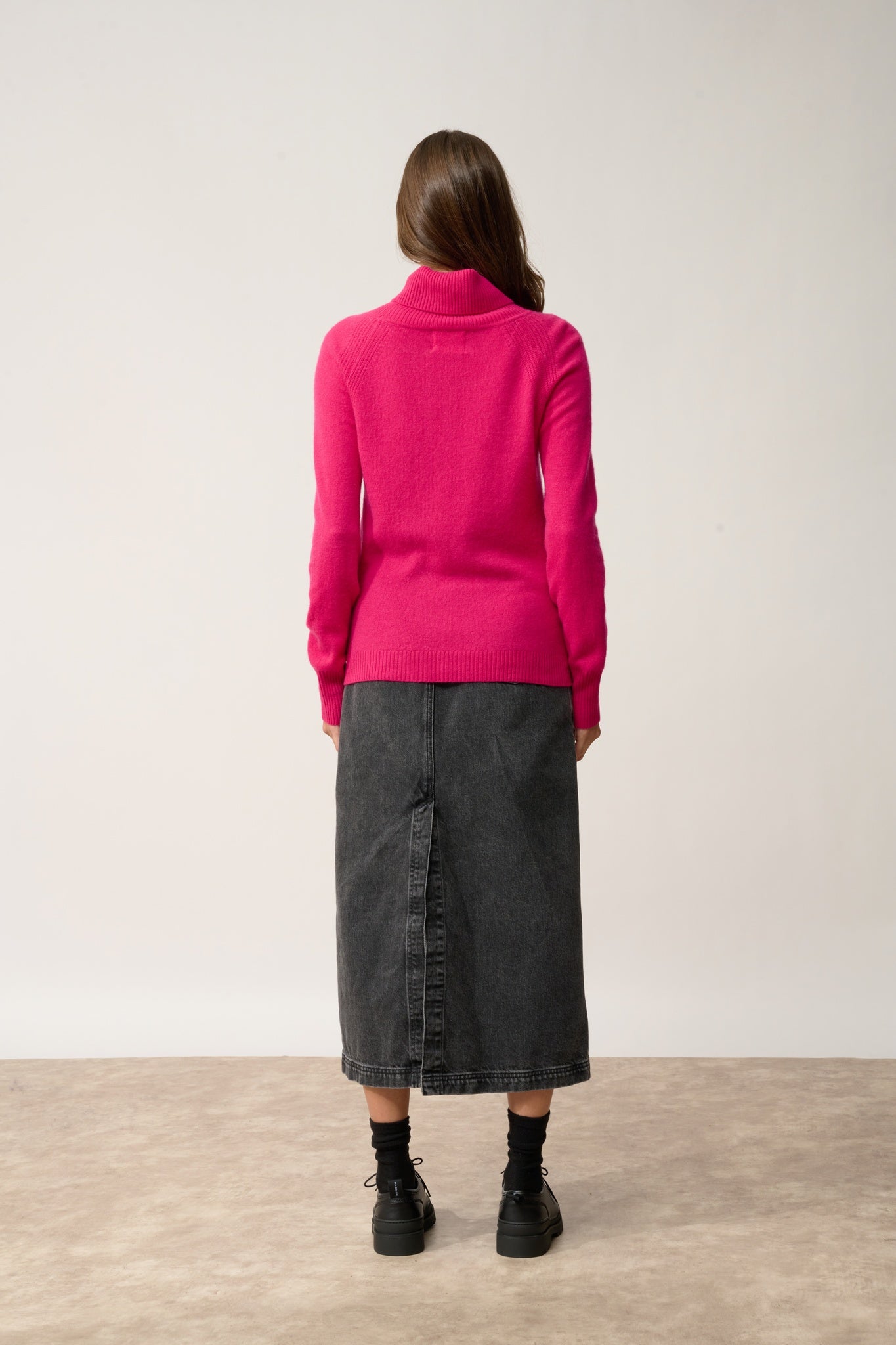 LILLY pull col roulé fuchsia