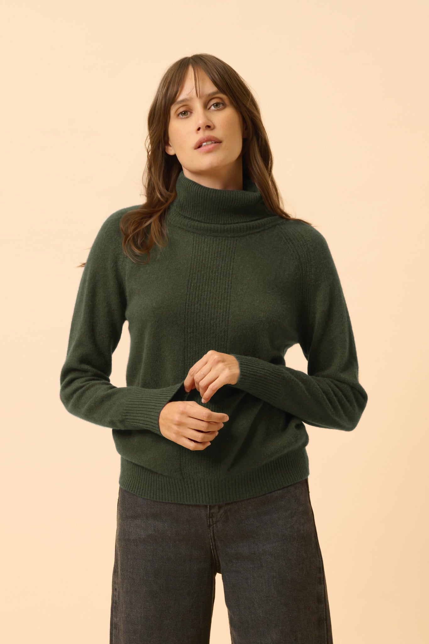 LILLY khaki turtleneck sweater