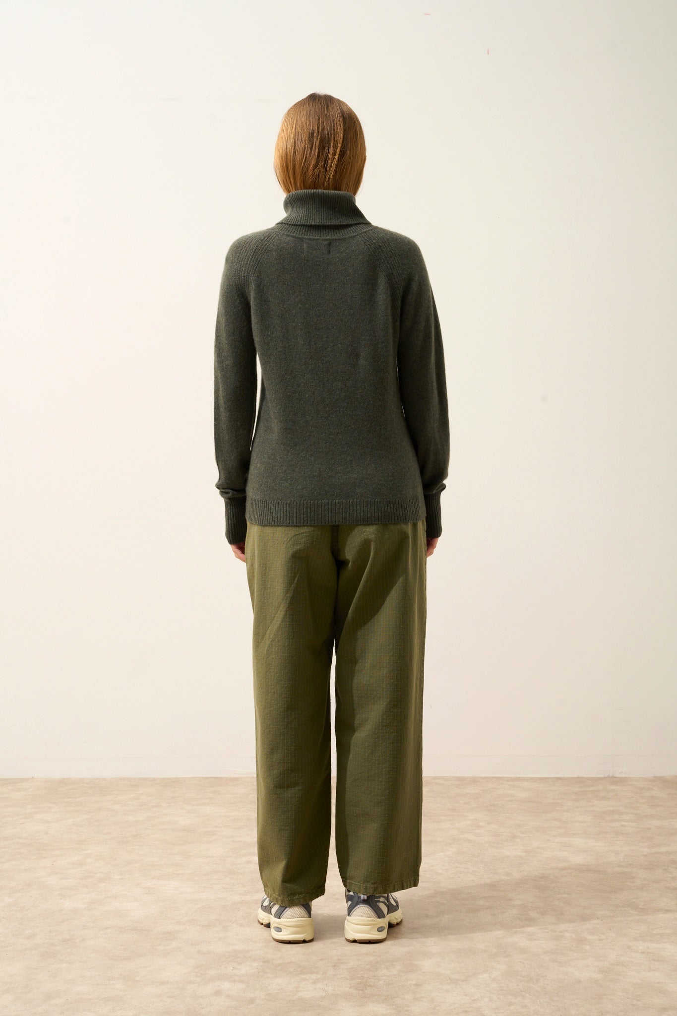 LILLY pull col roulé kaki chiné