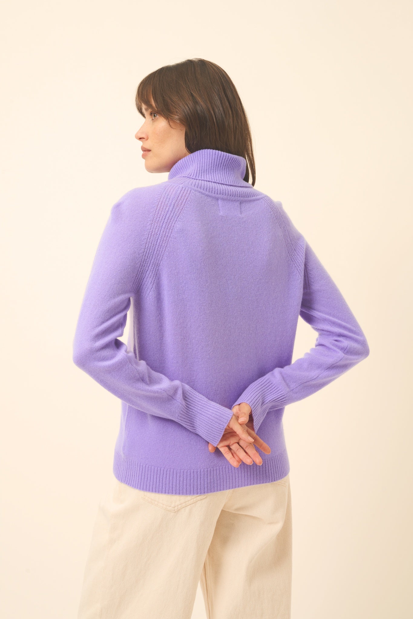 LILLY pull col roulé lavande