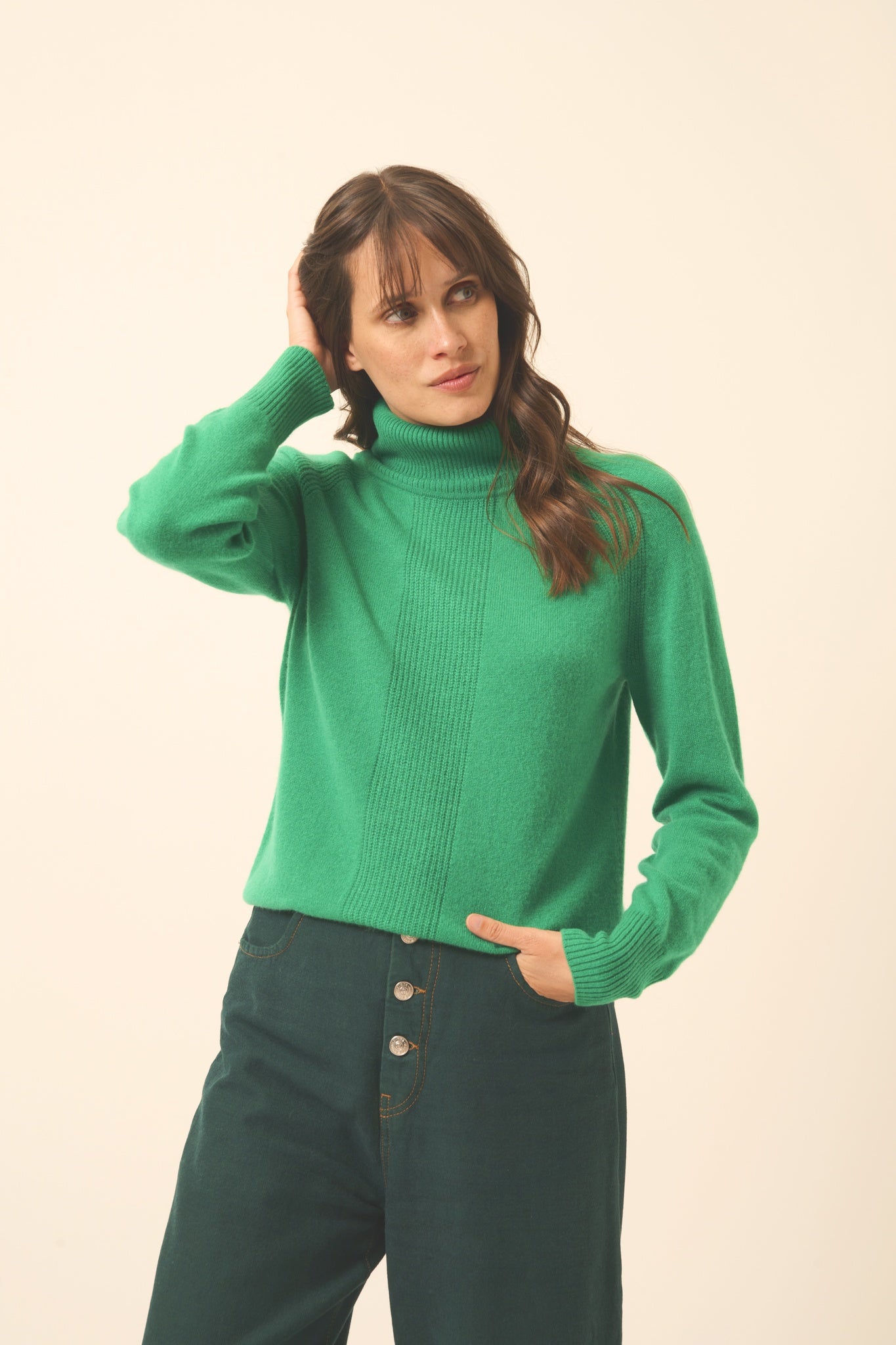 LILLY pull col roulé menthe