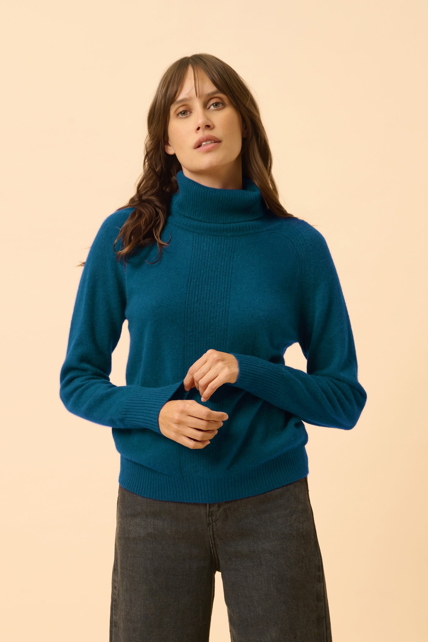 LILLY peacock turtleneck sweater