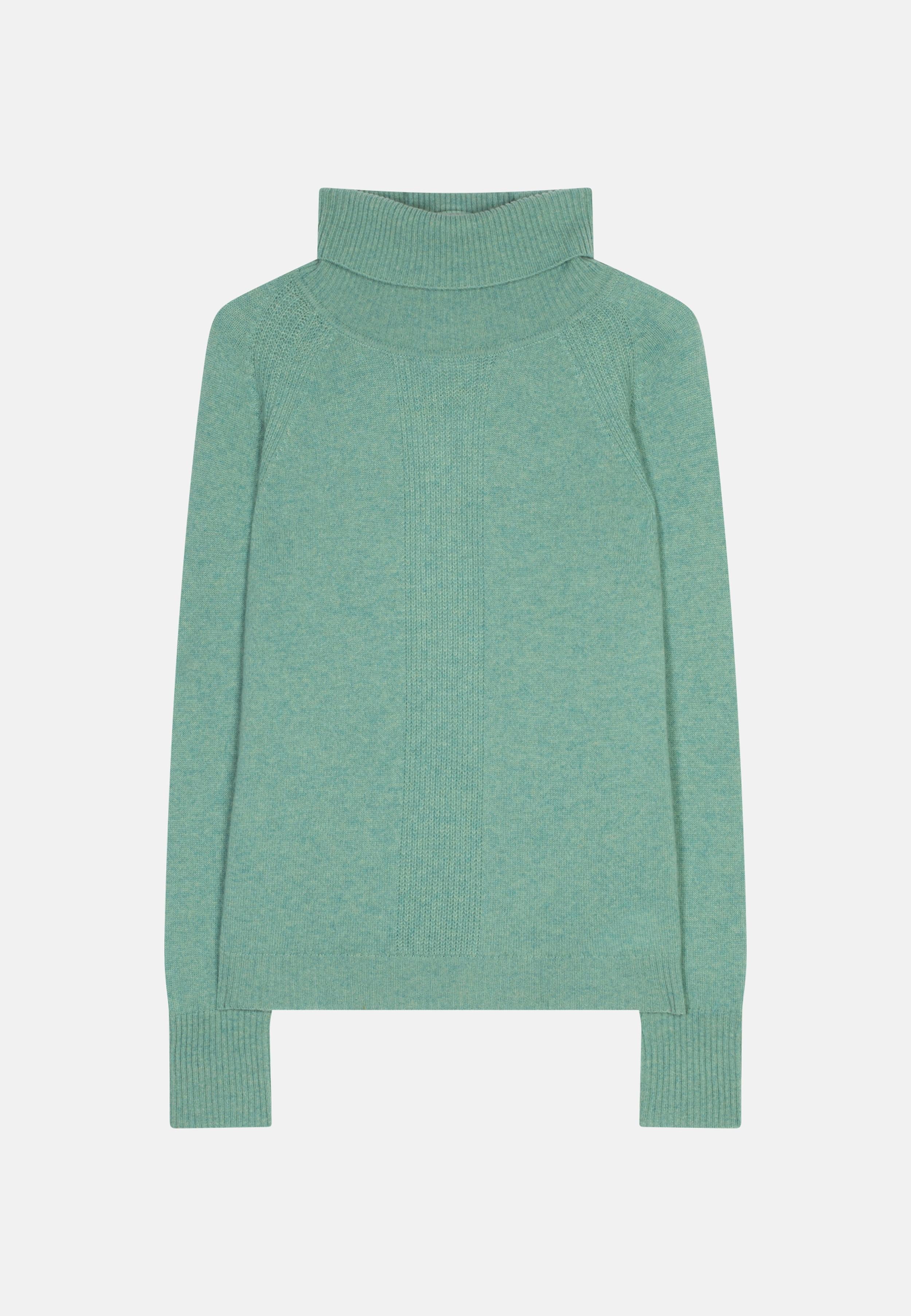 LILLY pull col roulé vert chiné