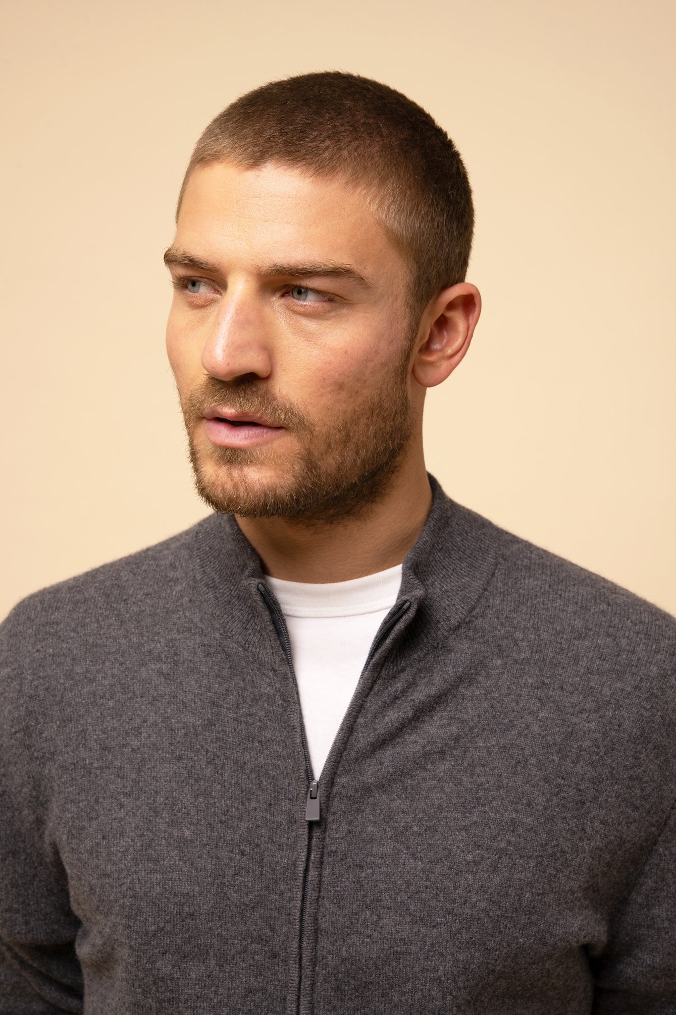 LILOU anthracite heathered high-neck cardigan