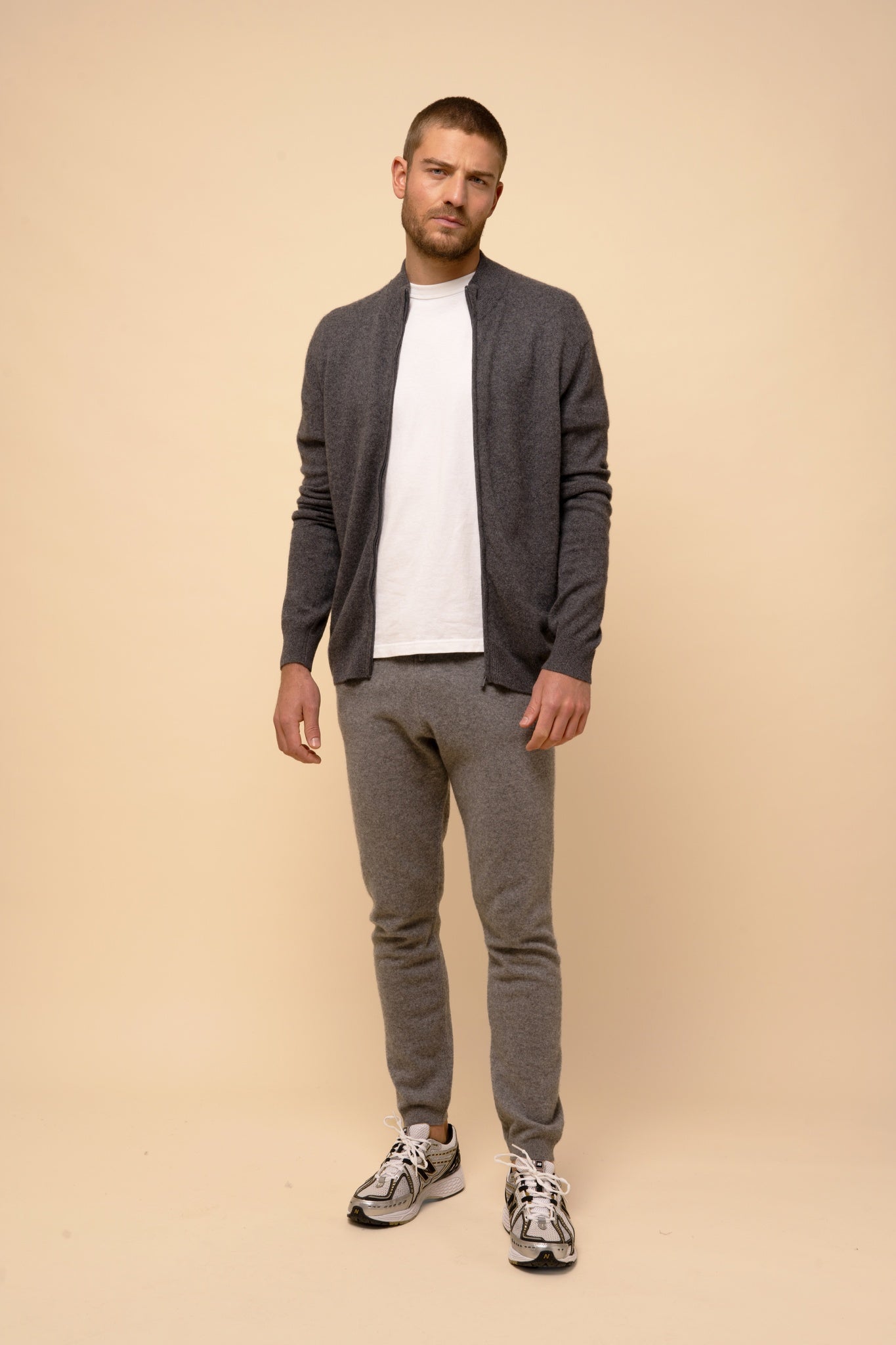 LILOU gilet col montant anthracite chiné