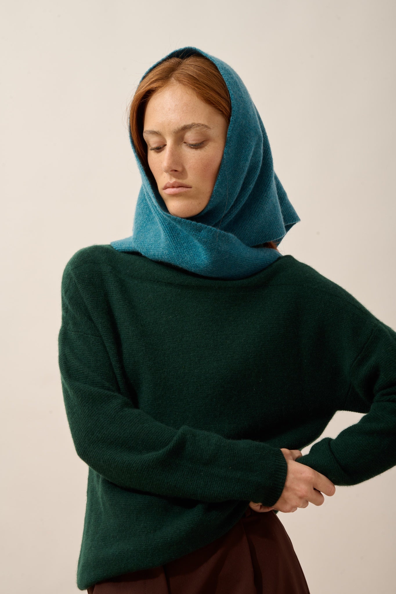 LIMA écharpe triangle avec franges 4 fils canard chiné