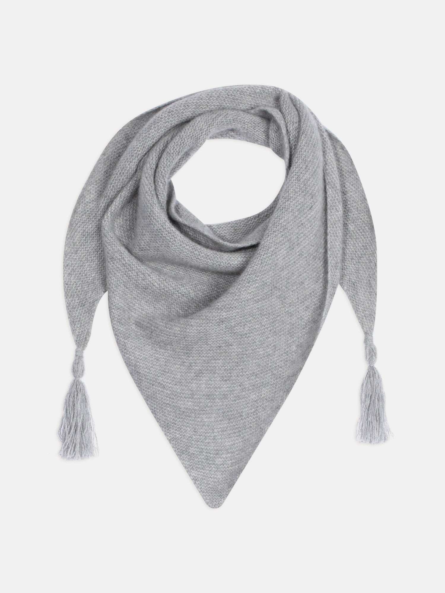LIMA écharpe triangle avec franges 4 fils gris souris chiné