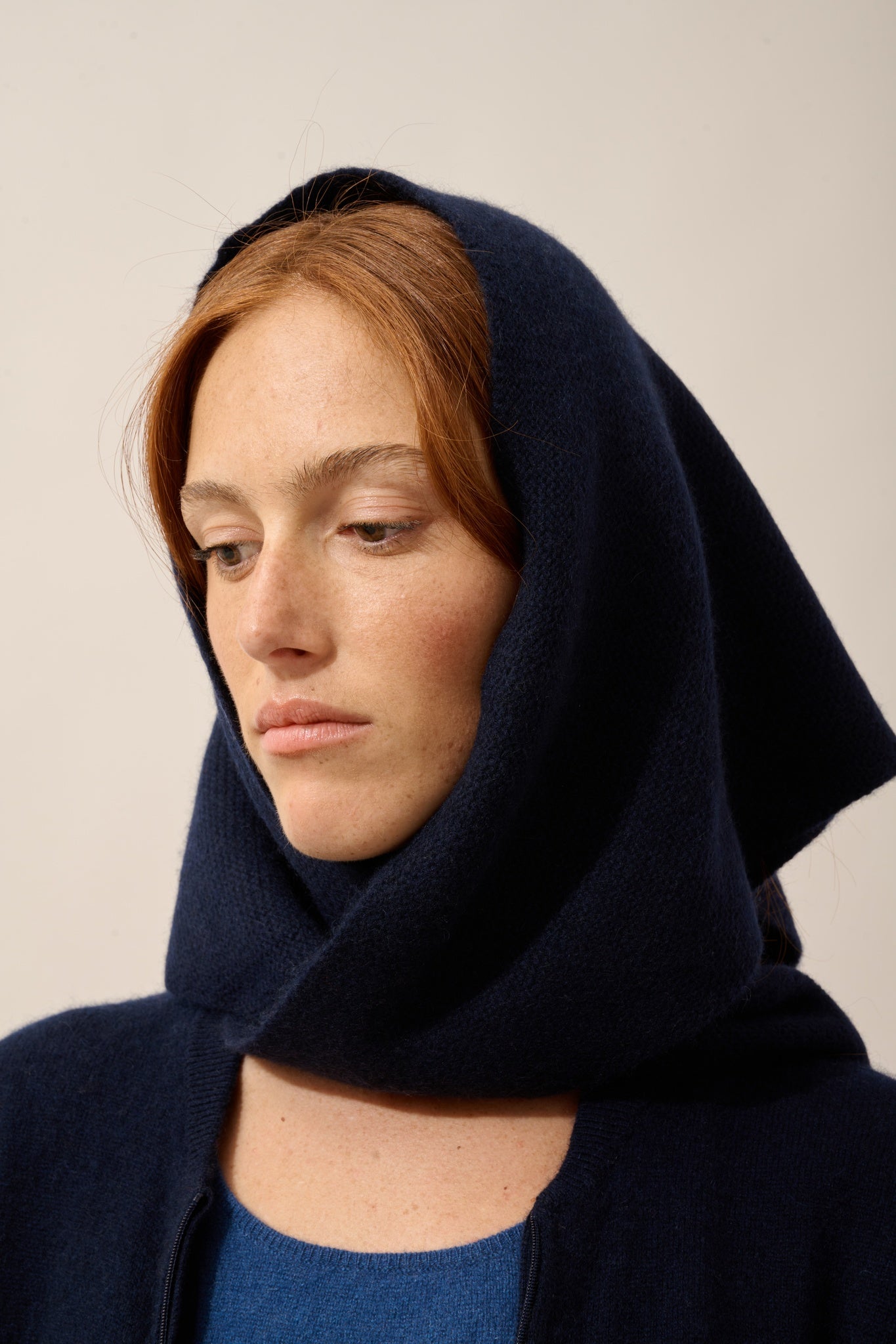 LIMA écharpe triangle avec franges 4 fils navy