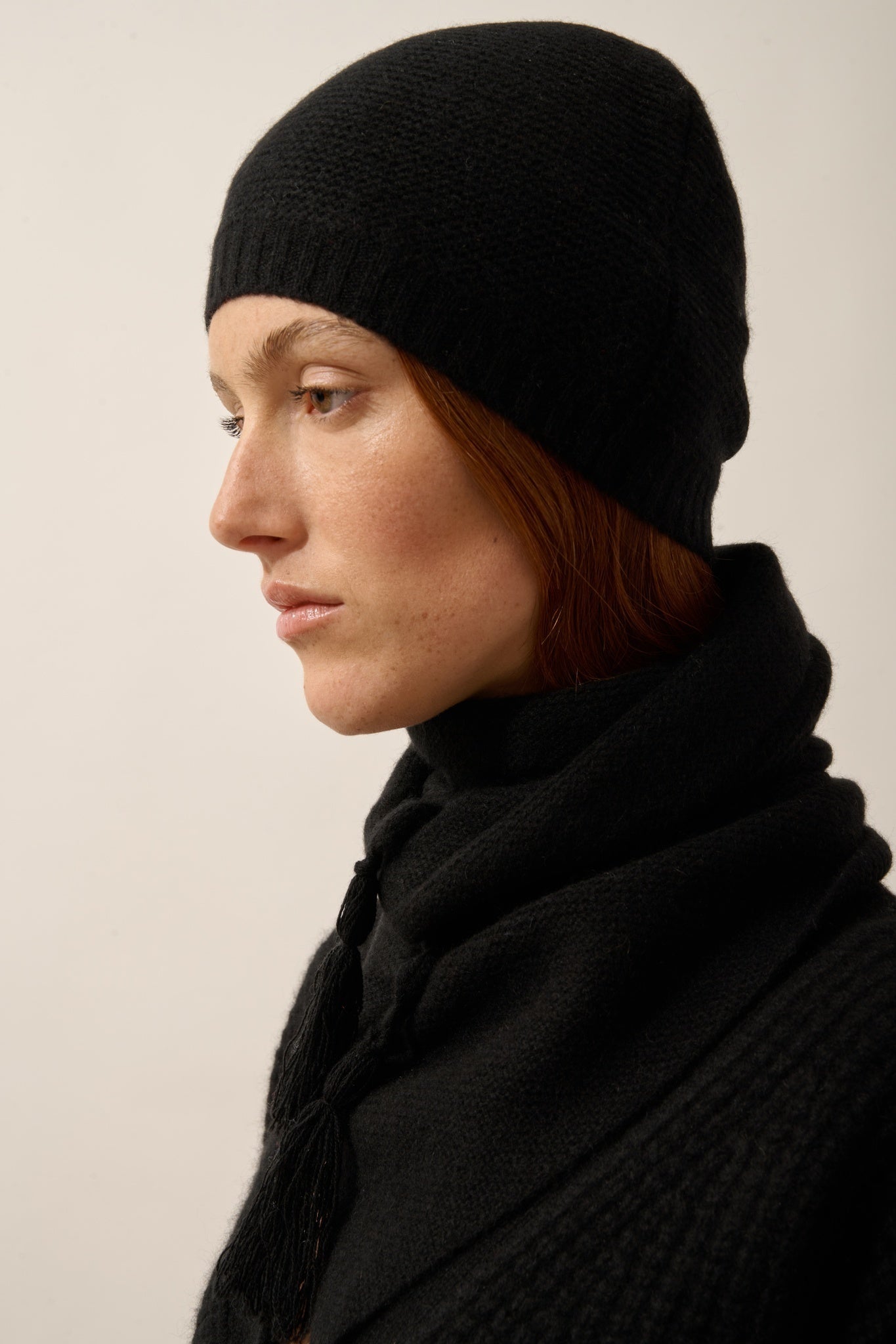 LIMA écharpe triangle avec franges 4 fils noir