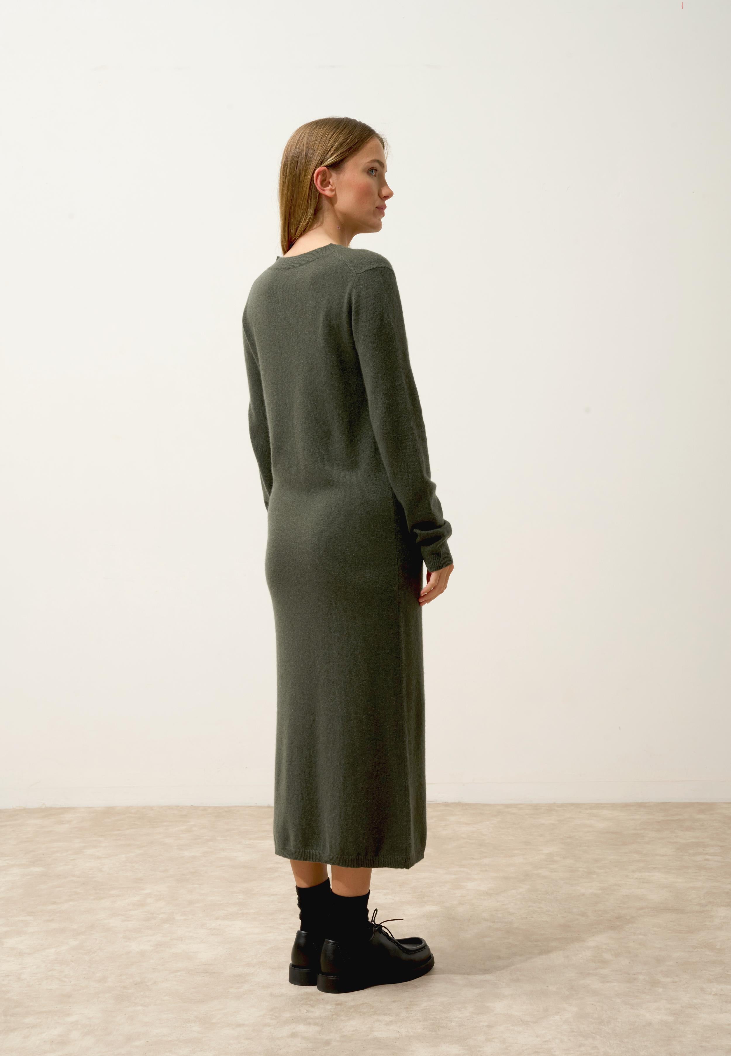 LINA round-neck dress khaki