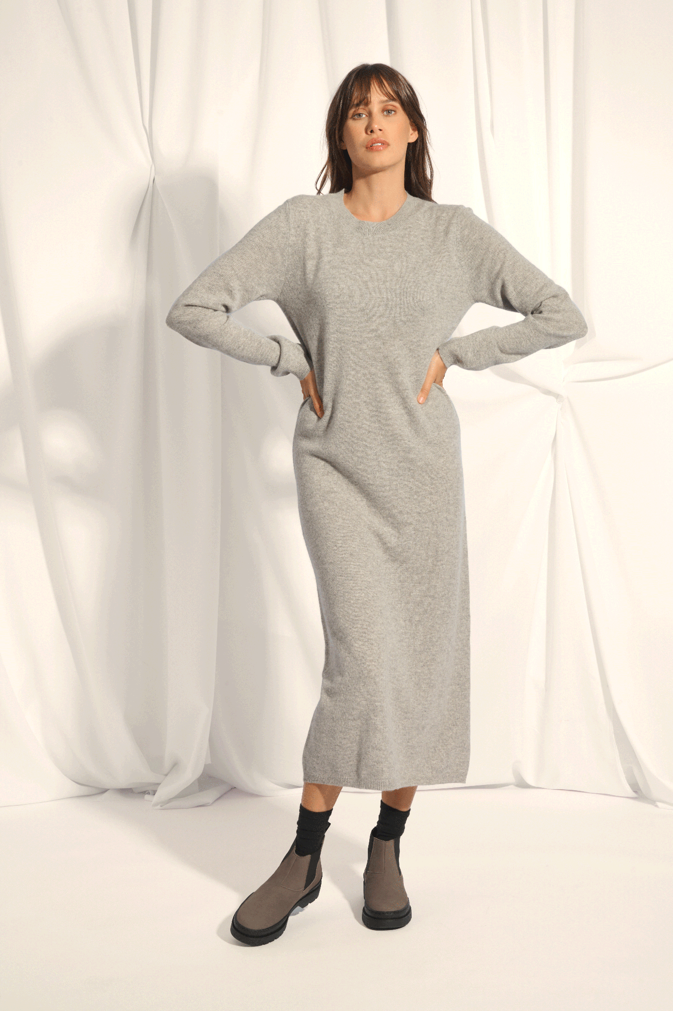 LINA nuage chiné round-neck dress