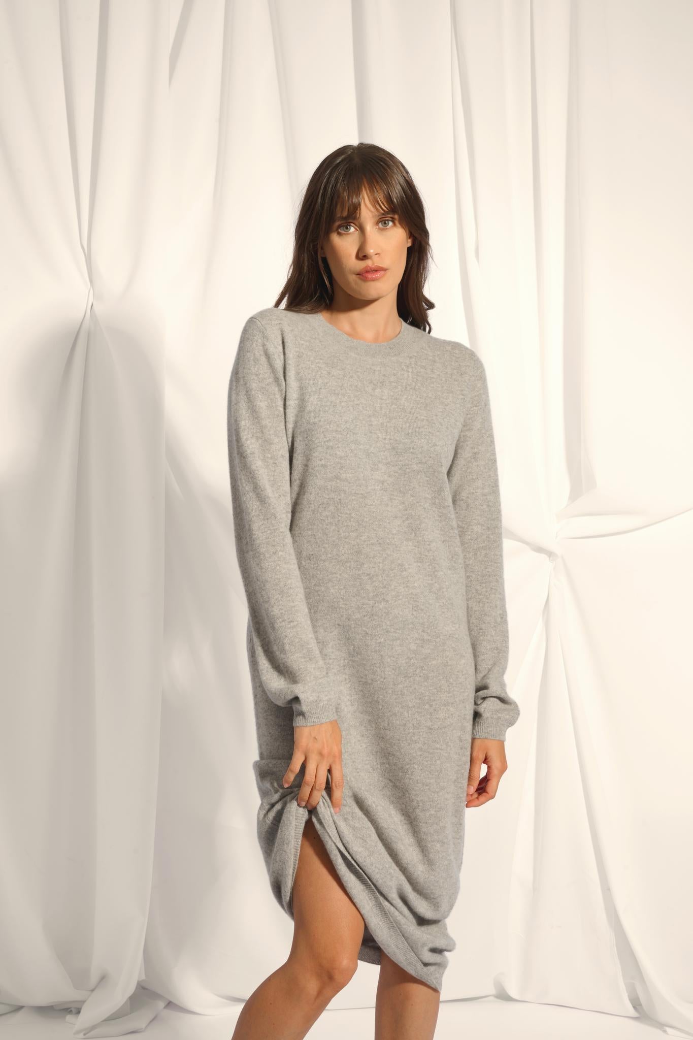LINA nuage chiné round-neck dress