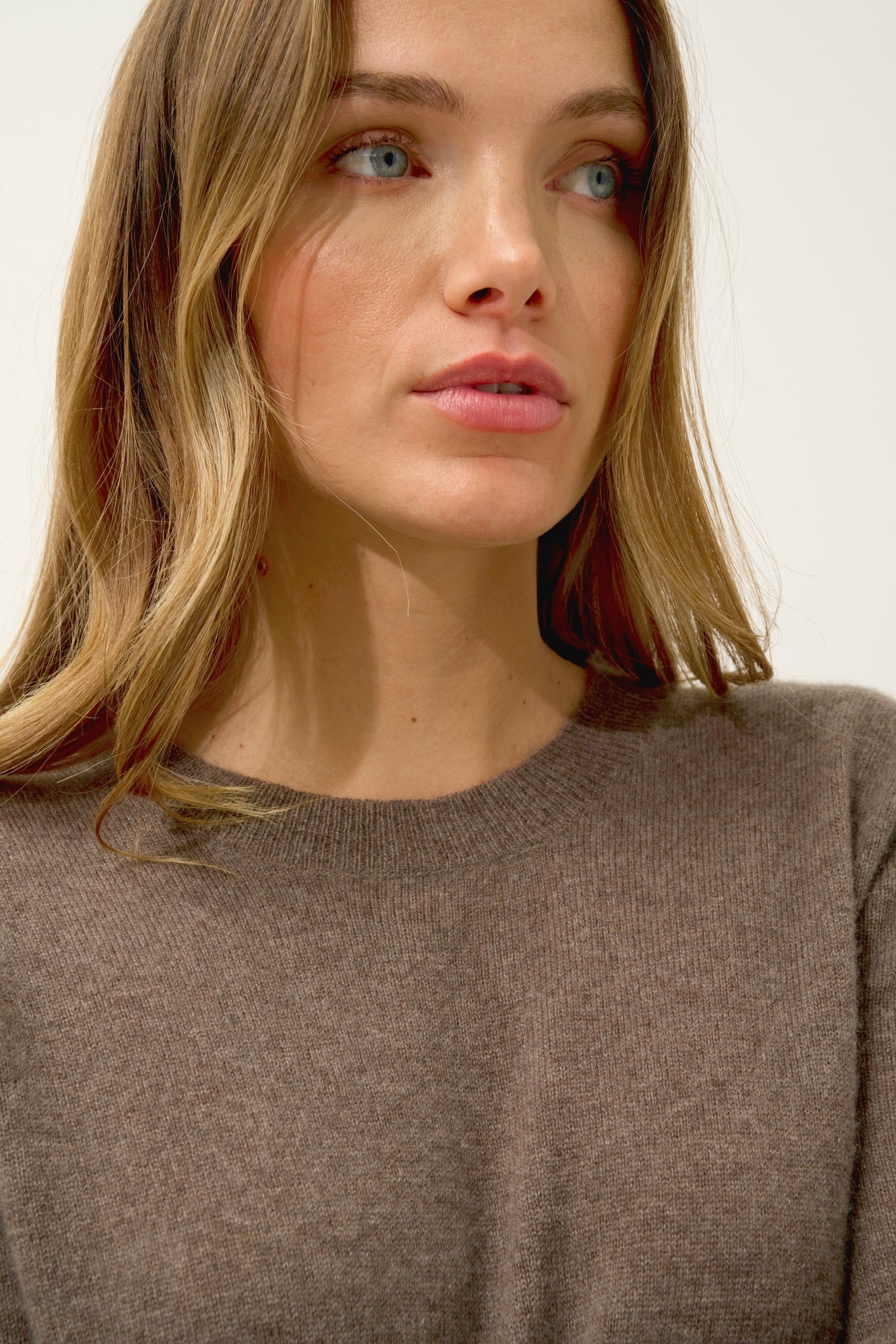 LINA robe col rond taupe chiné