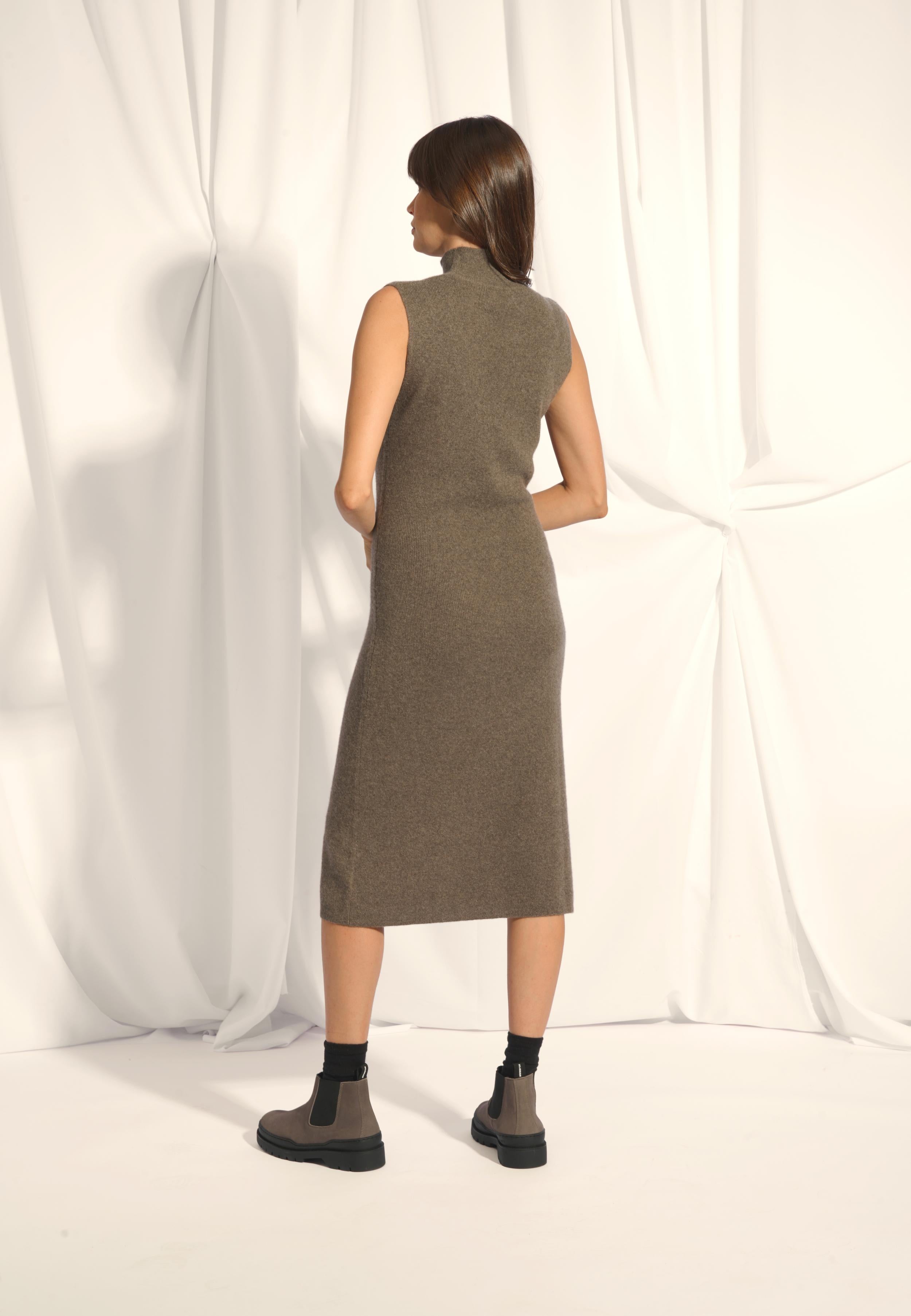 LOLA taupe mottled high neck dress