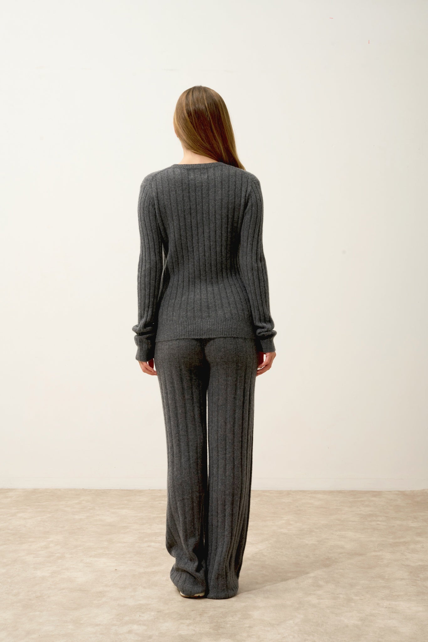 LORANA pull col rond 4 fils anthracite chiné