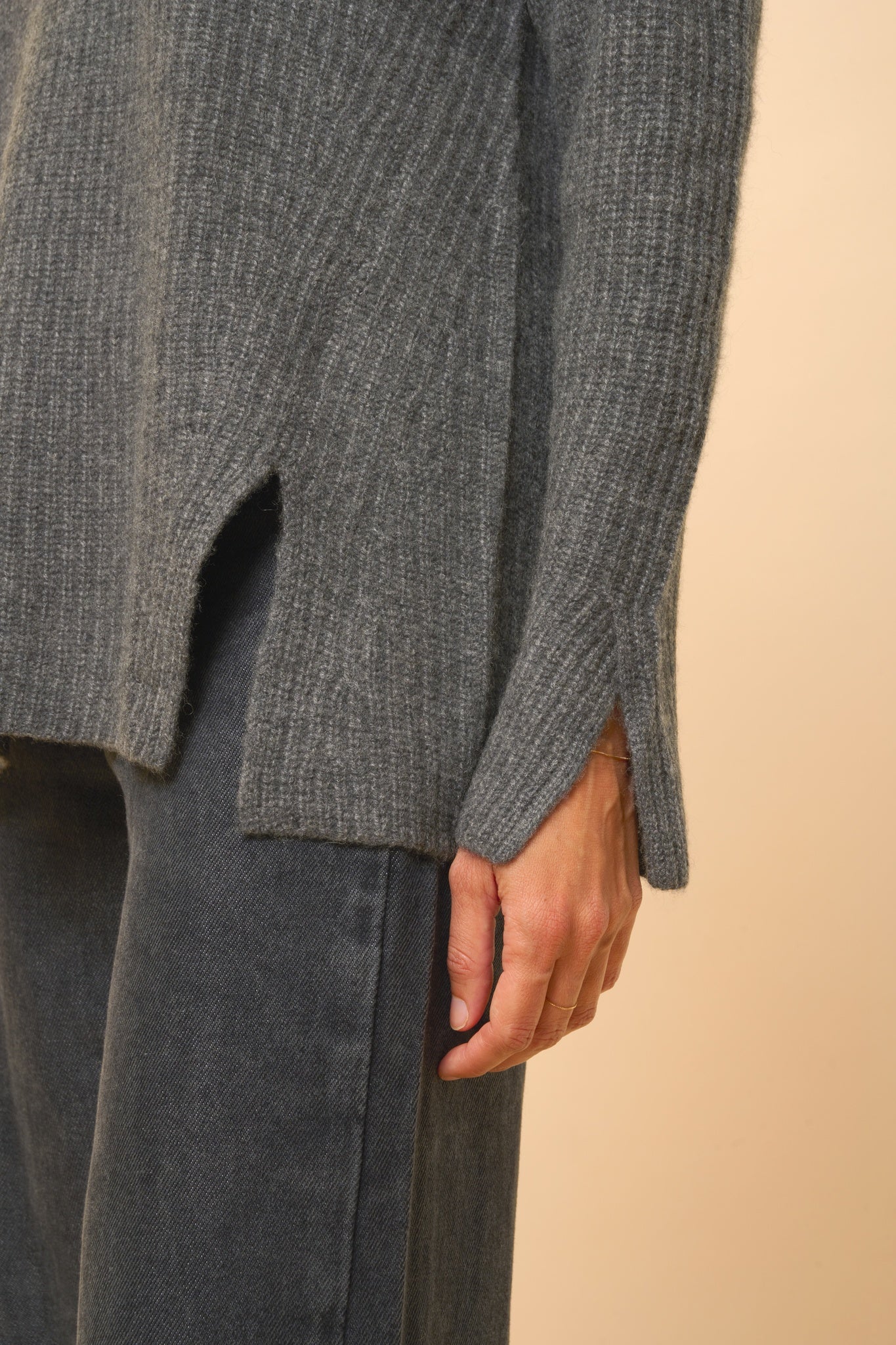 LOUISE pull col roulé anthracite chiné