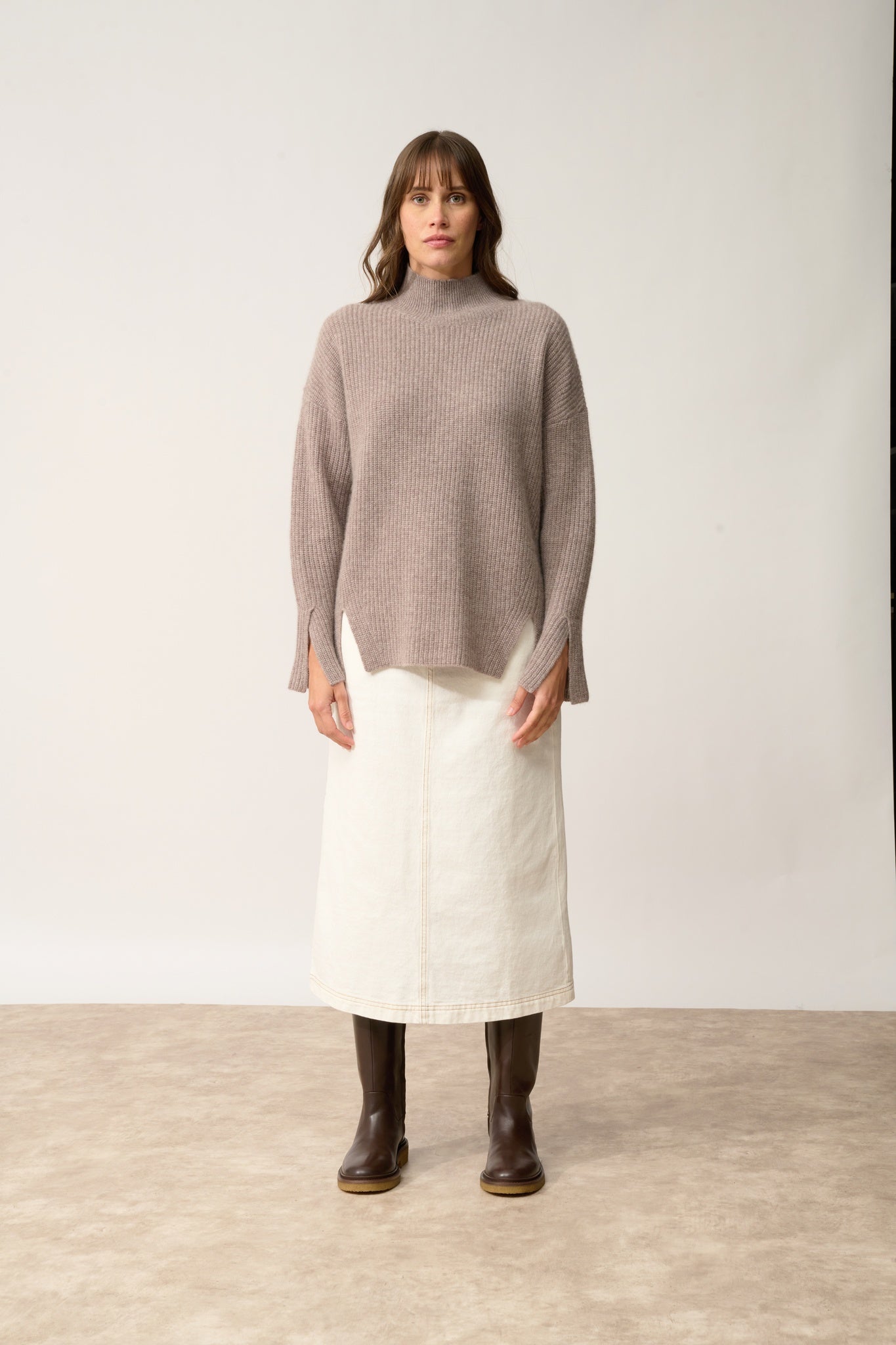 LOUISE pull col roulé caribou chiné