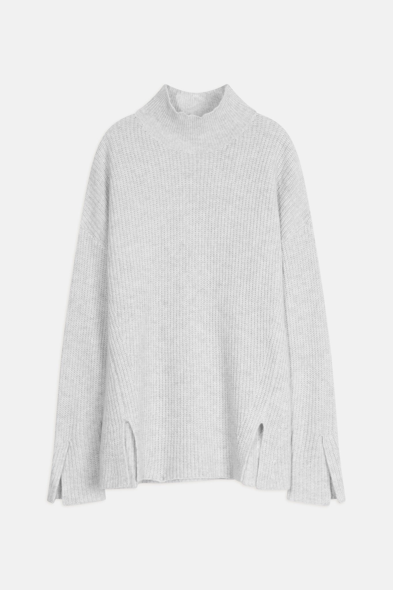 louise pull col roulé gris perle chiné