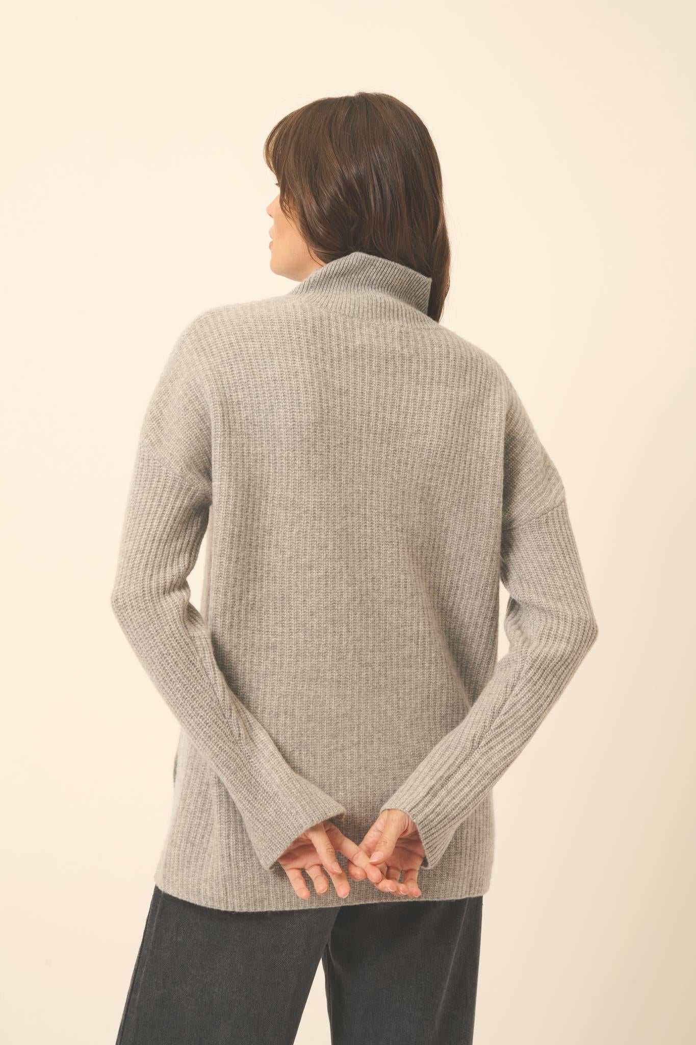 LOUISE pull col roulé nuage chiné