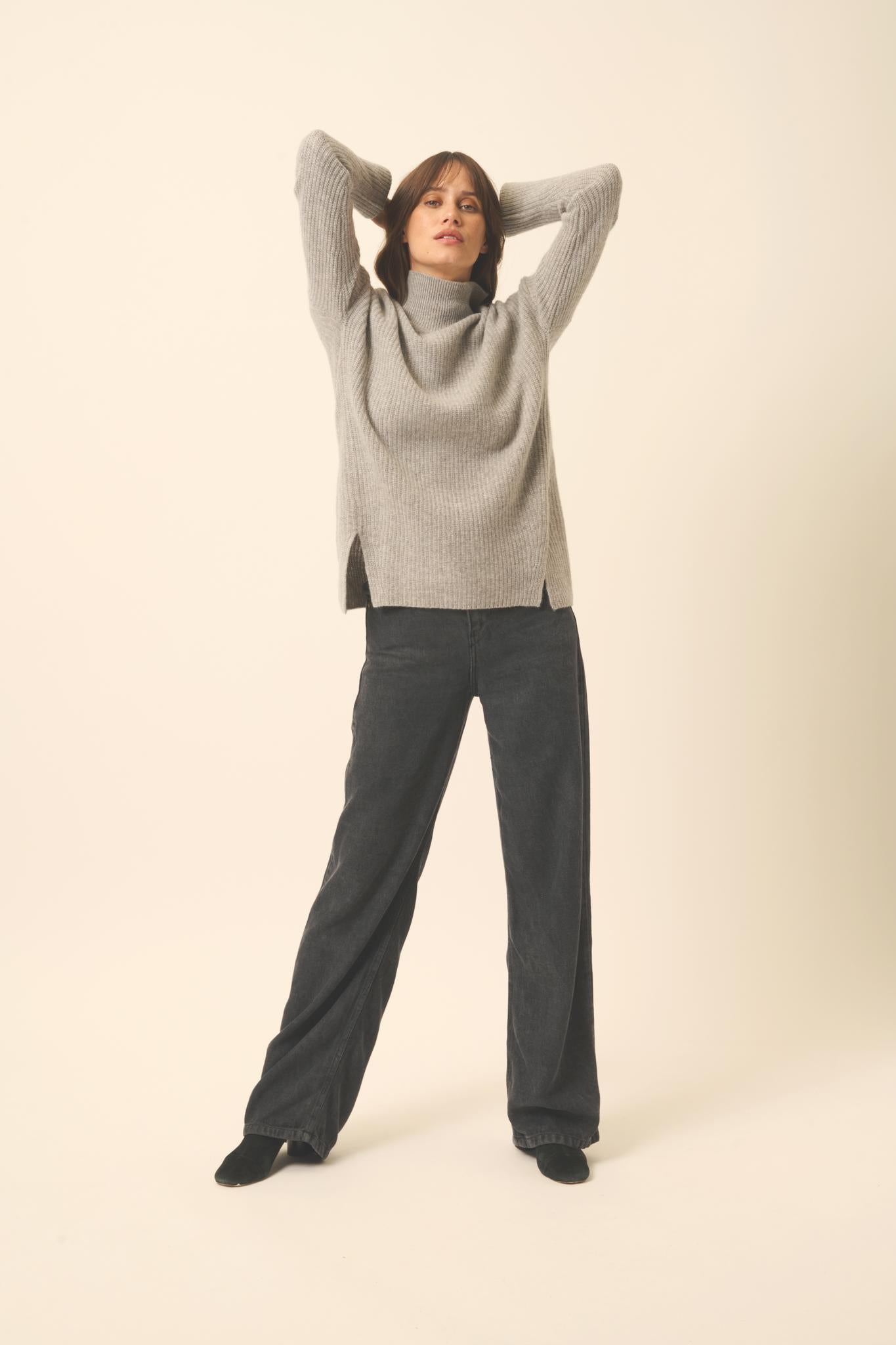 LOUISE pull col roulé nuage chiné