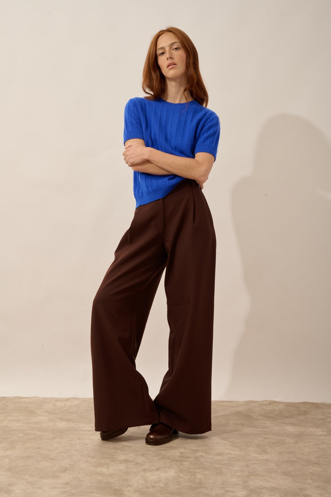 LOULIA t-shirt col rond bleu persan