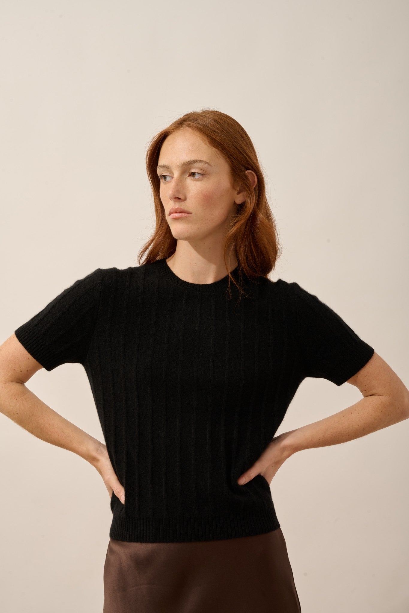 loulia t-shirt col rond noir