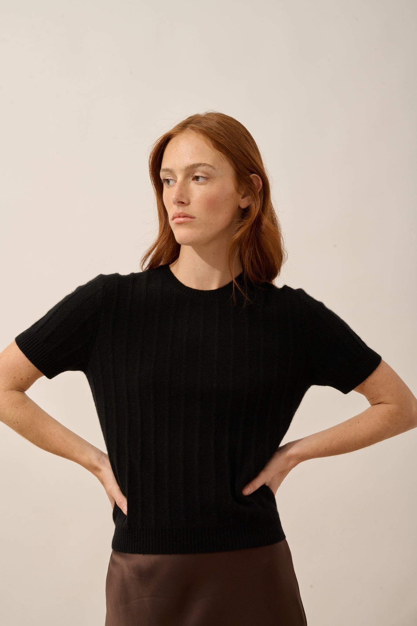 LOULIA t-shirt col rond noir