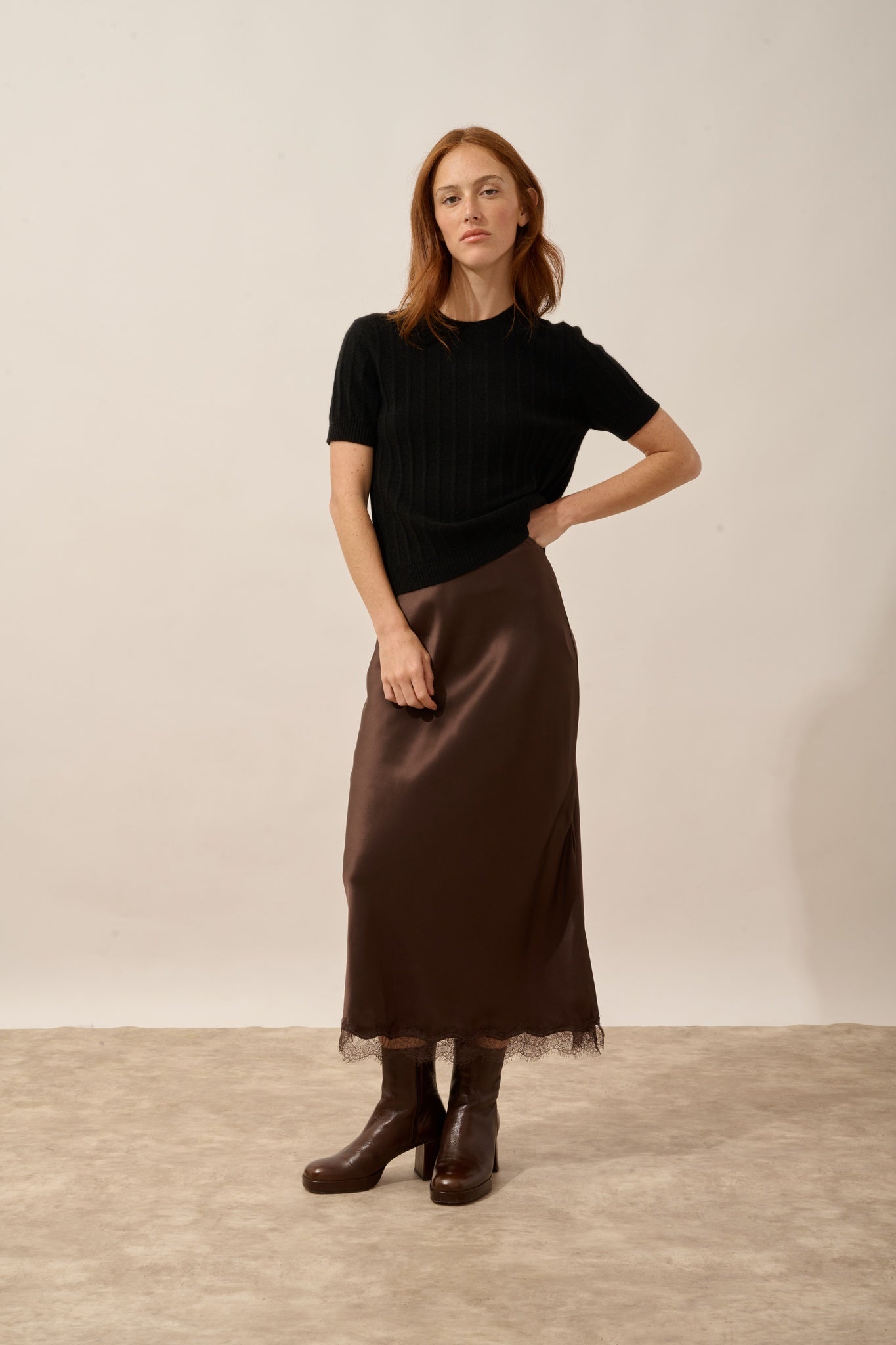 LOULIA t-shirt col rond noir