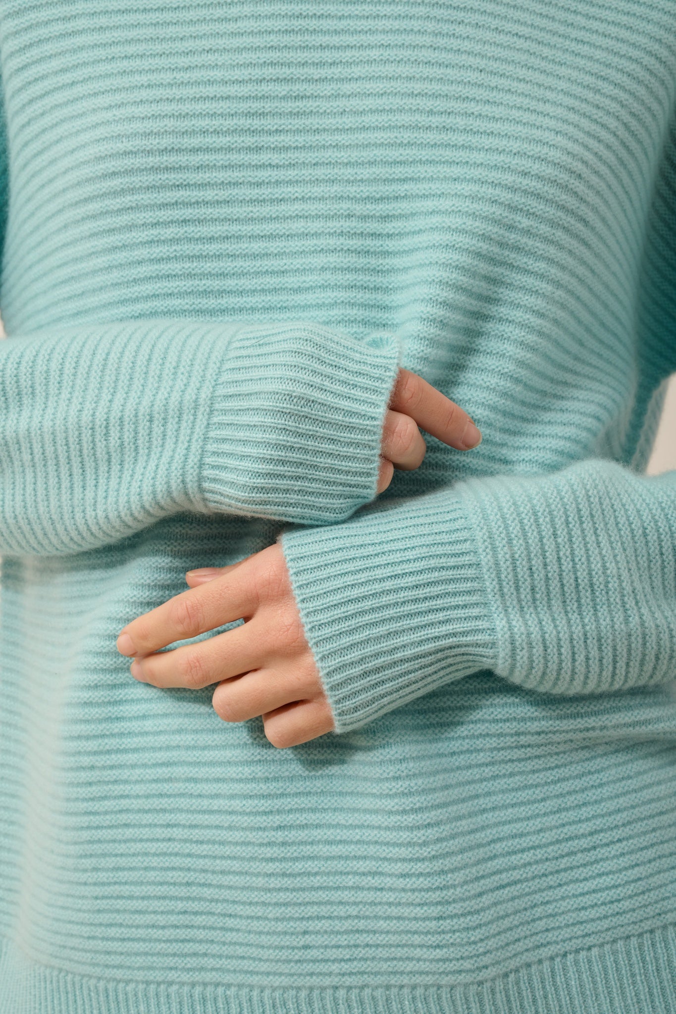 LOUNA pull col rond 4 fils aqua