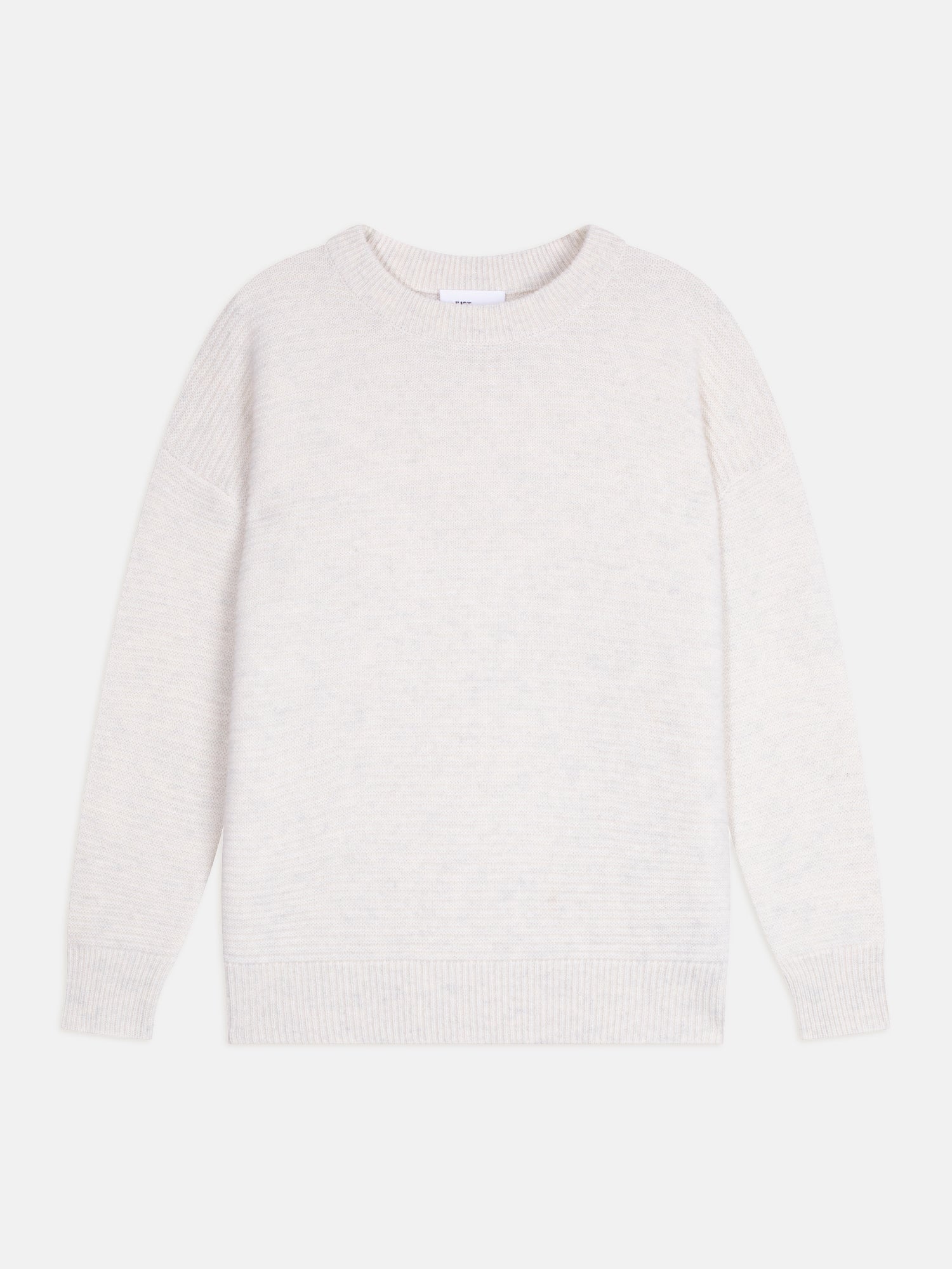 LOUNA pull col rond 4 fils blanc chiné