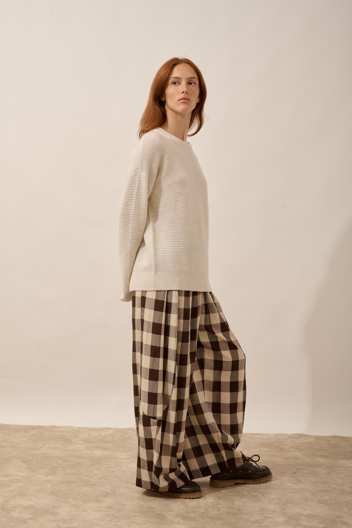 LOUNA round neck sweater, 4-ply white heather