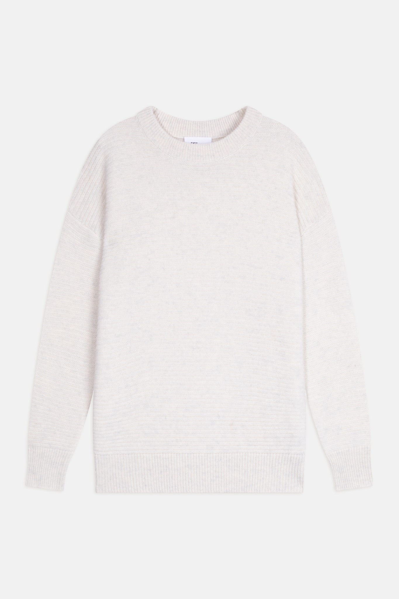 louna pull col rond 4 fils blanc chiné