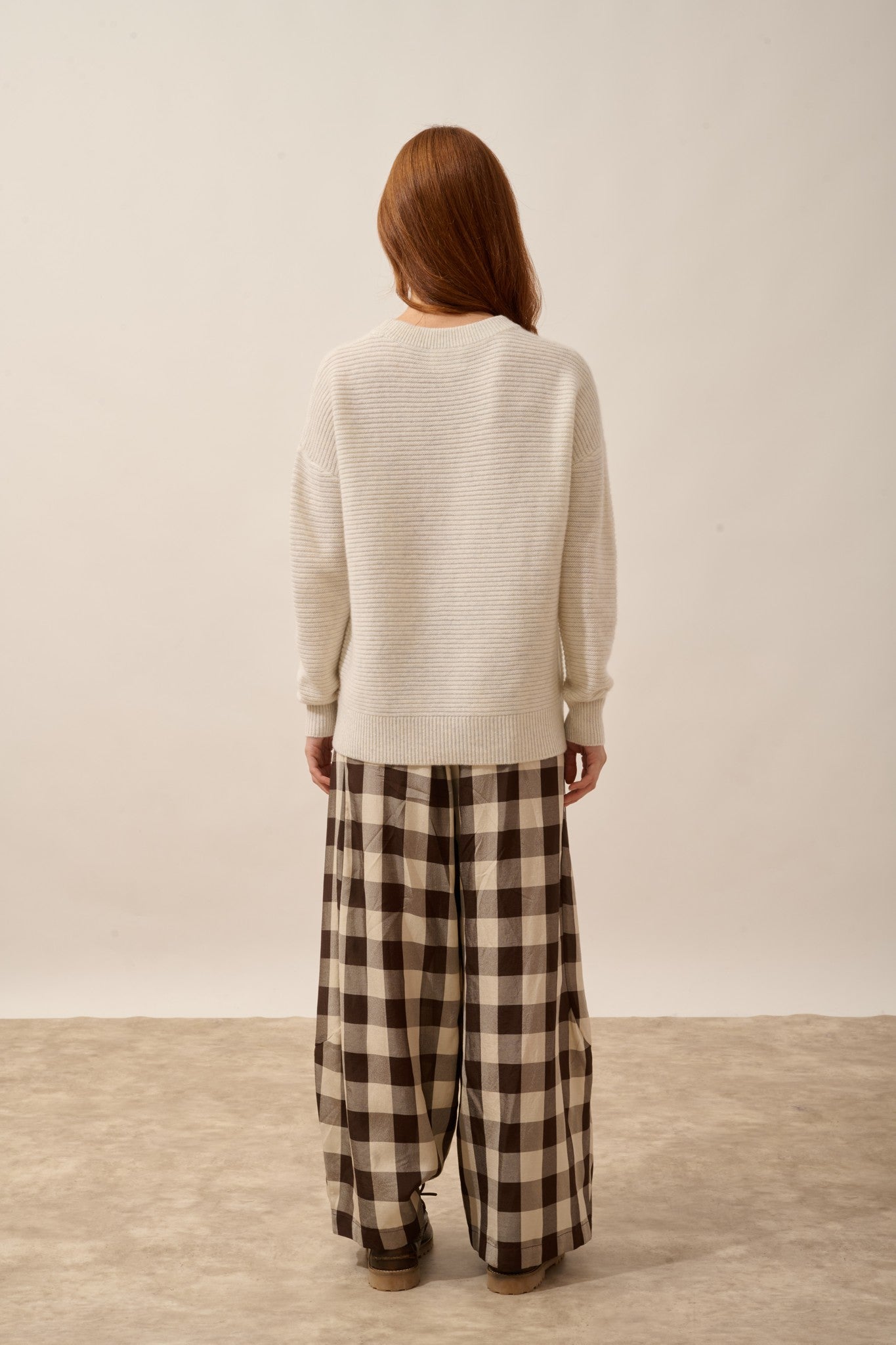 louna pull col rond 4 fils blanc chiné