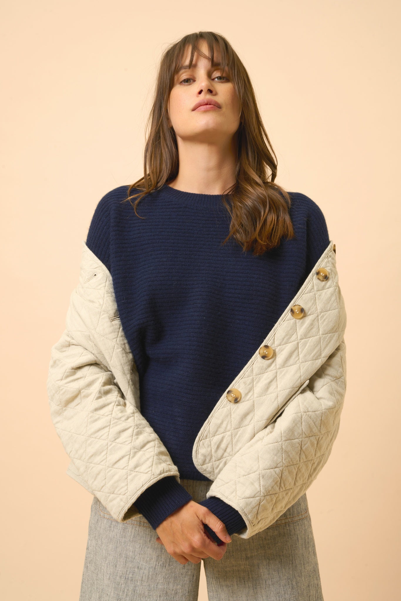 LOUNA pull col rond navy