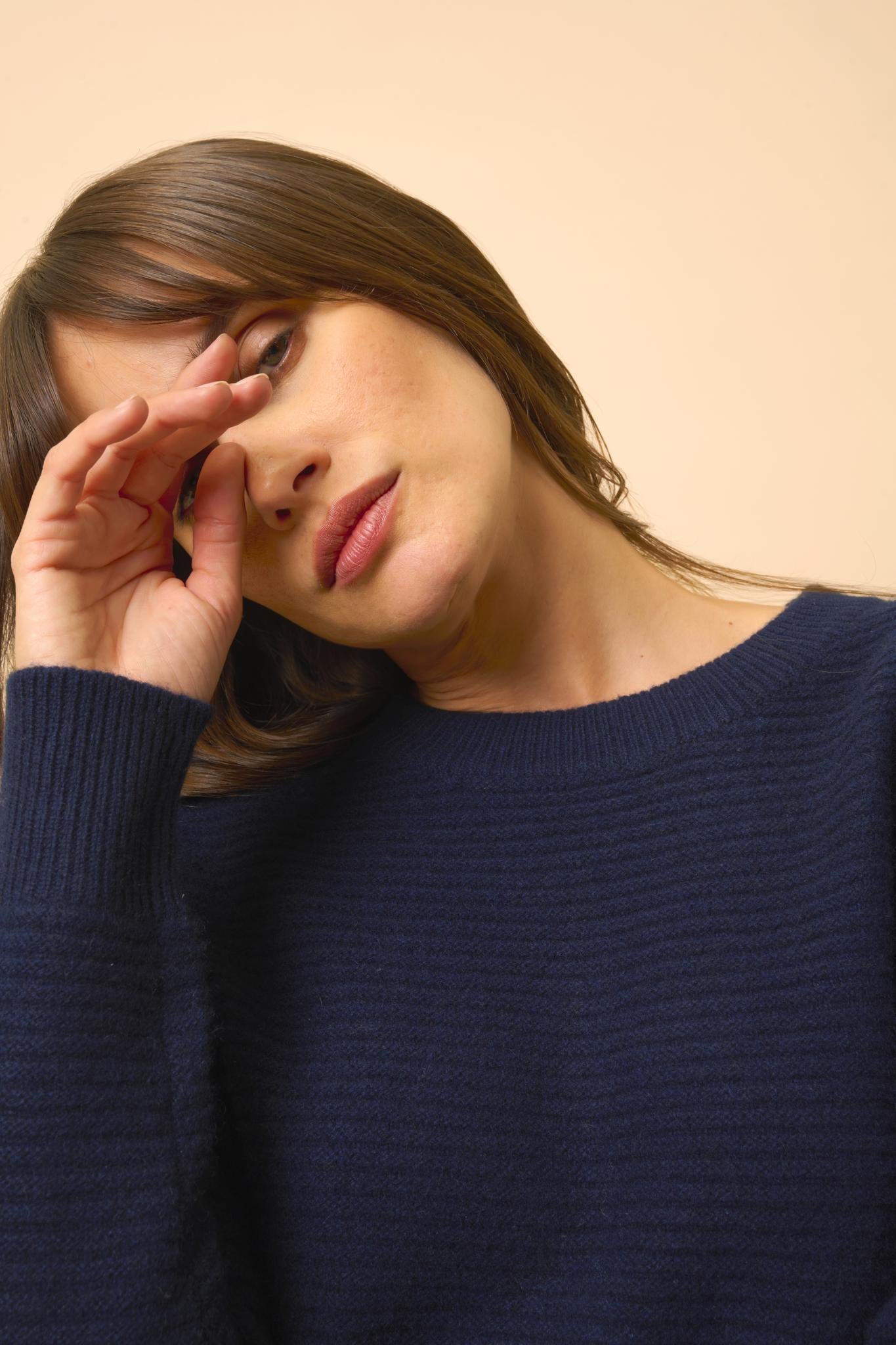 LOUNA navy round-neck sweater