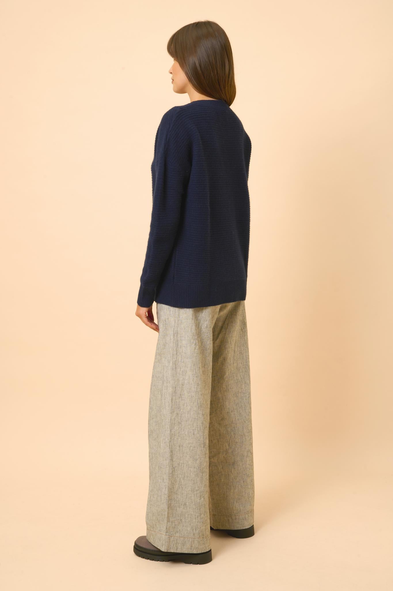 LOUNA navy round-neck sweater