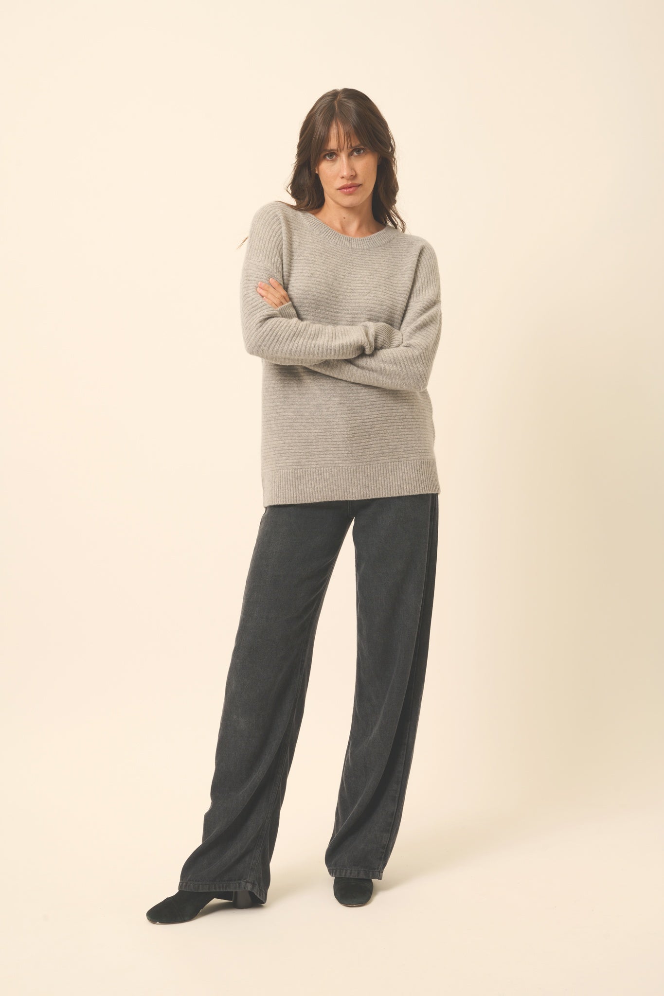 LOUNA pull col rond nuage chiné