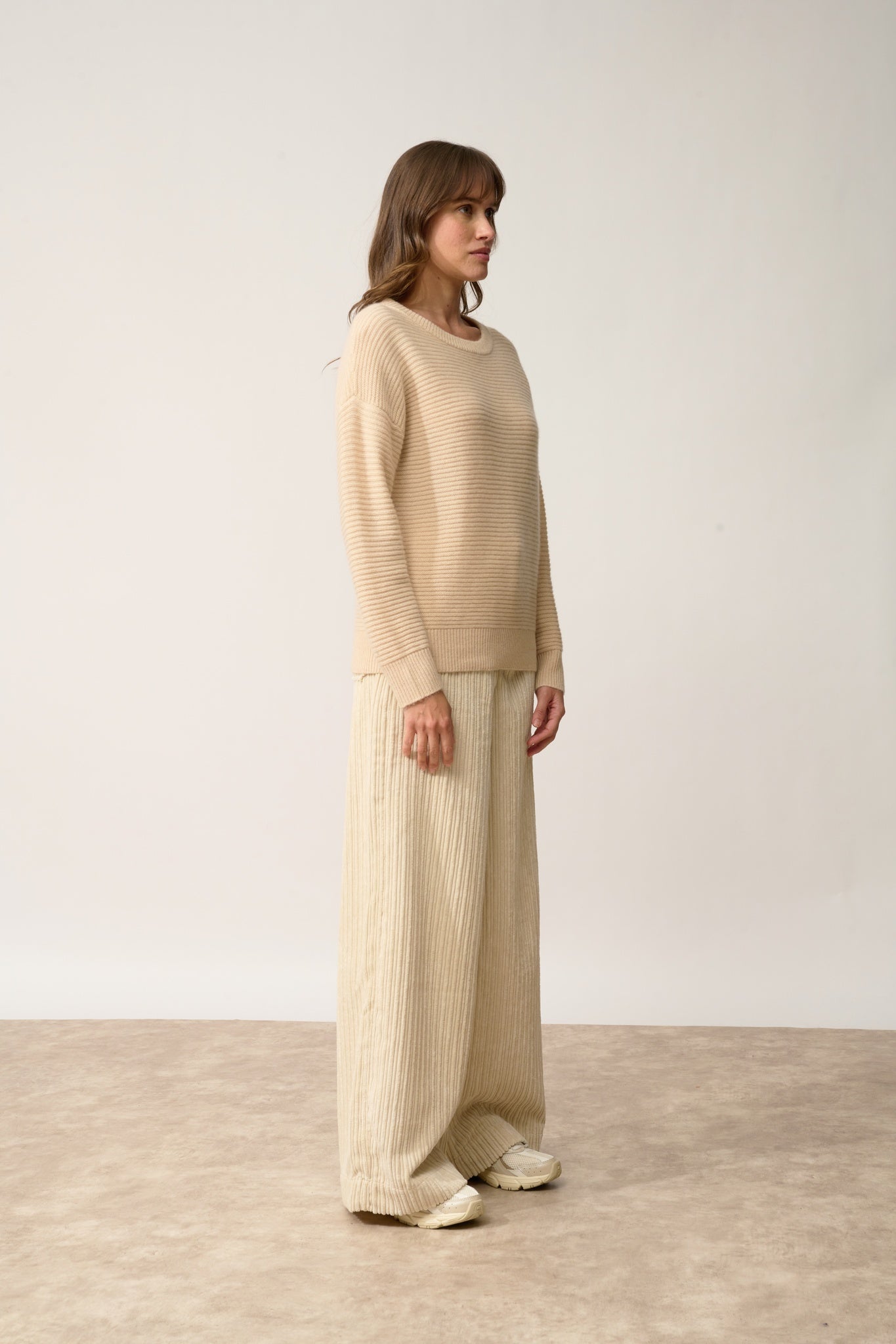 LOUNA pull col rond sable