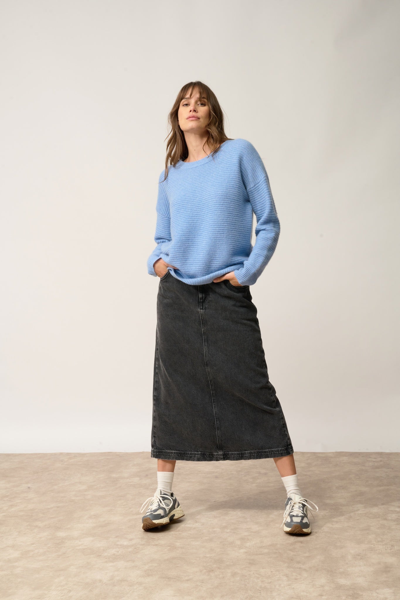 LOUNA pull col rond sky