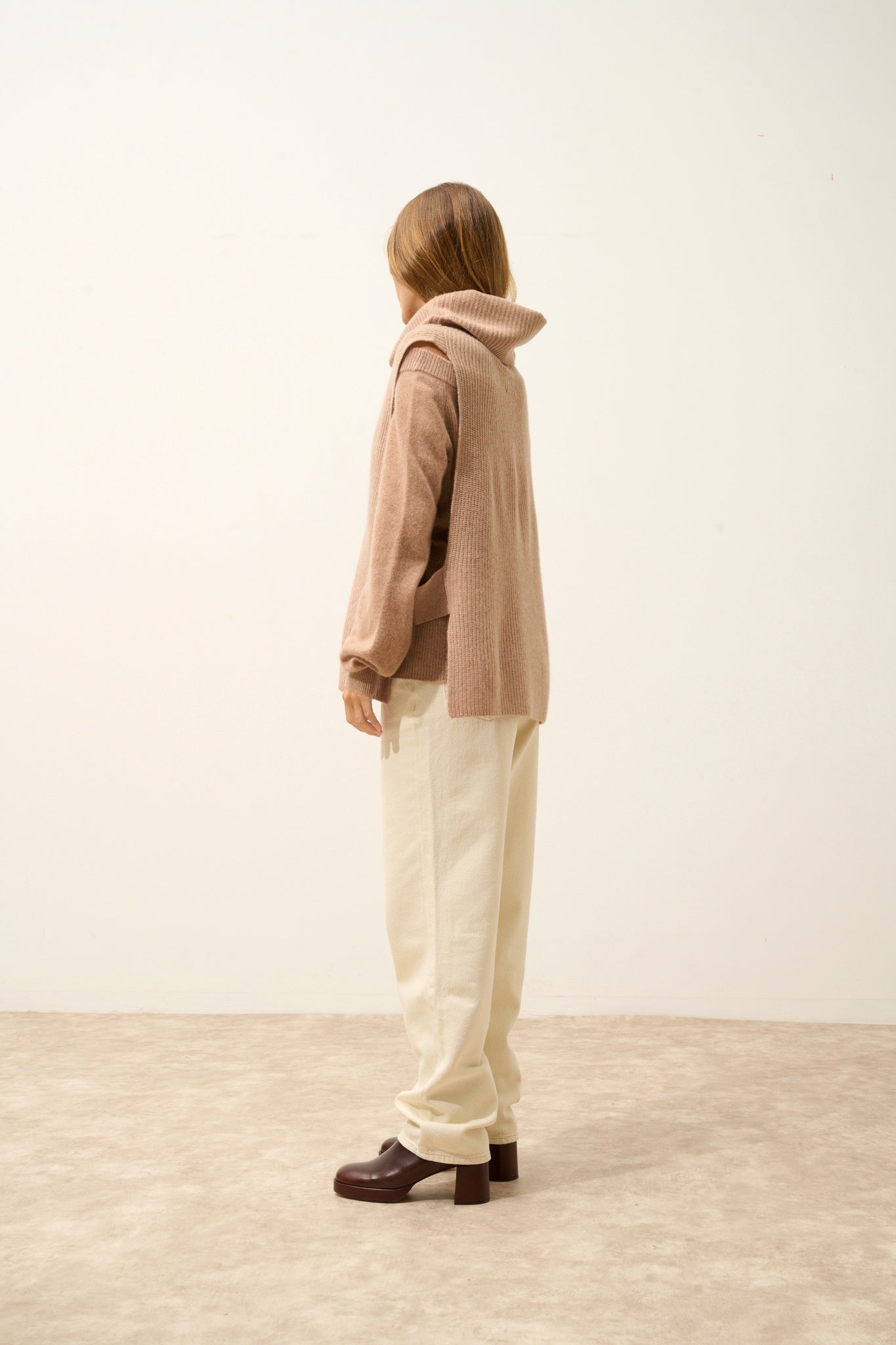 LOU cape col roulé camel chiné