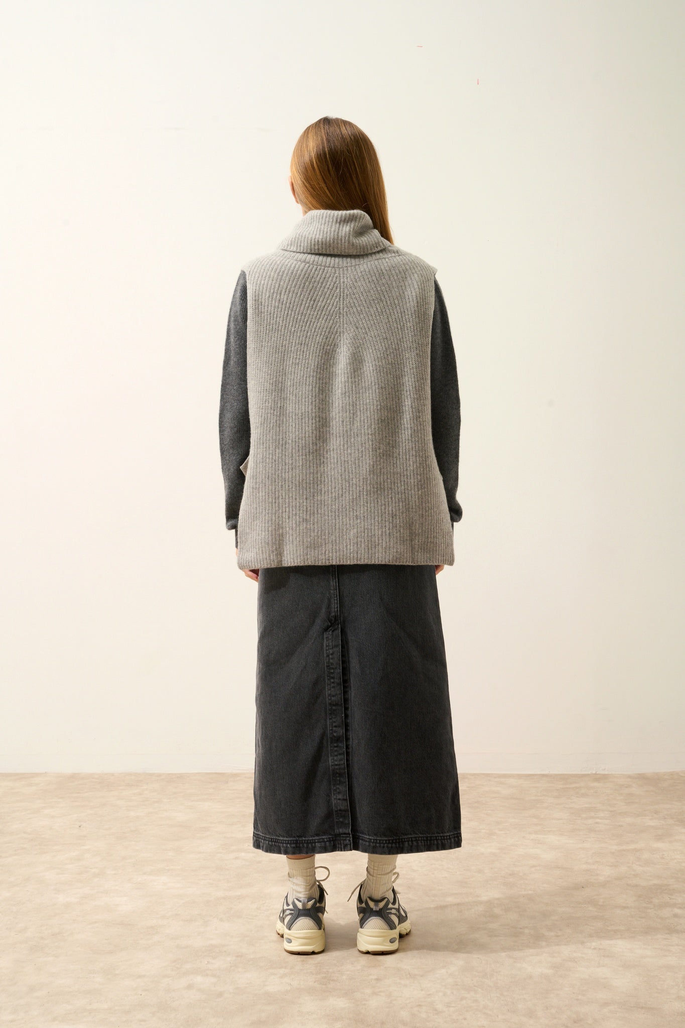 LOU cape col roulé sans manches 4 fils nuage chiné