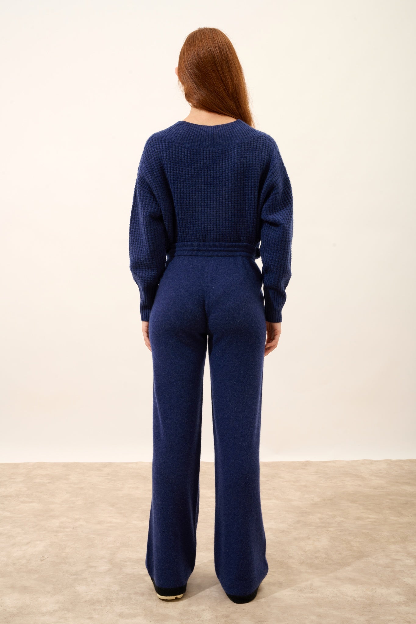 LUCIANA pantalon large bi-color bleu nuit/noir