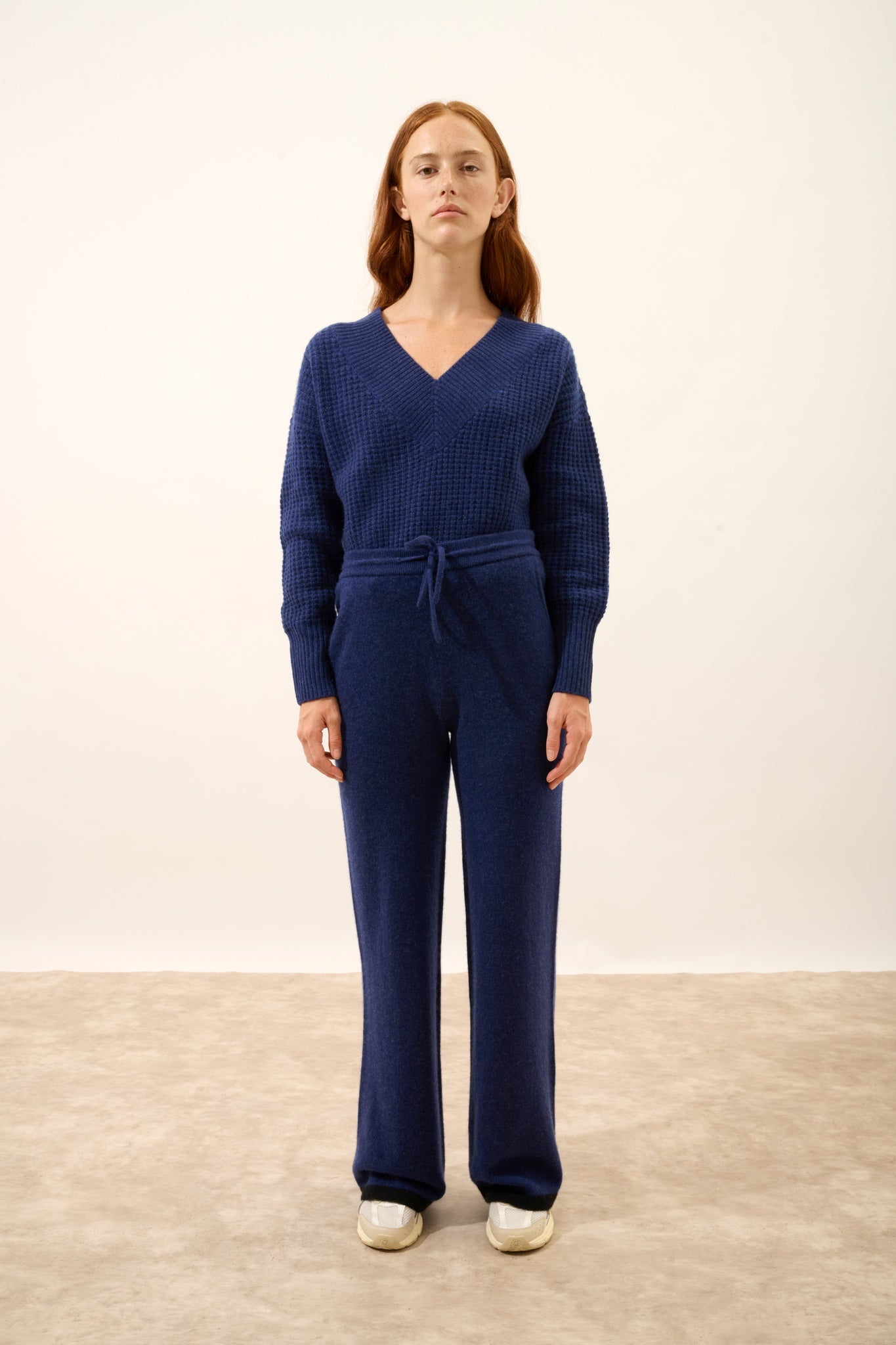 LUCIANA pantalon large bi-color bleu nuit/noir